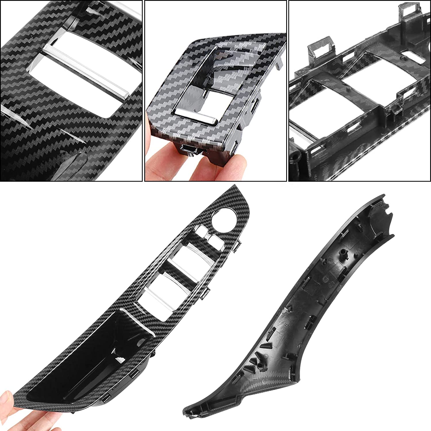 For BMW 5 Series F10/F11 | Carbon Fiber Door Handle Kit + Window Switch Covers - 7PCS | YDSSTORE-autoydsstore