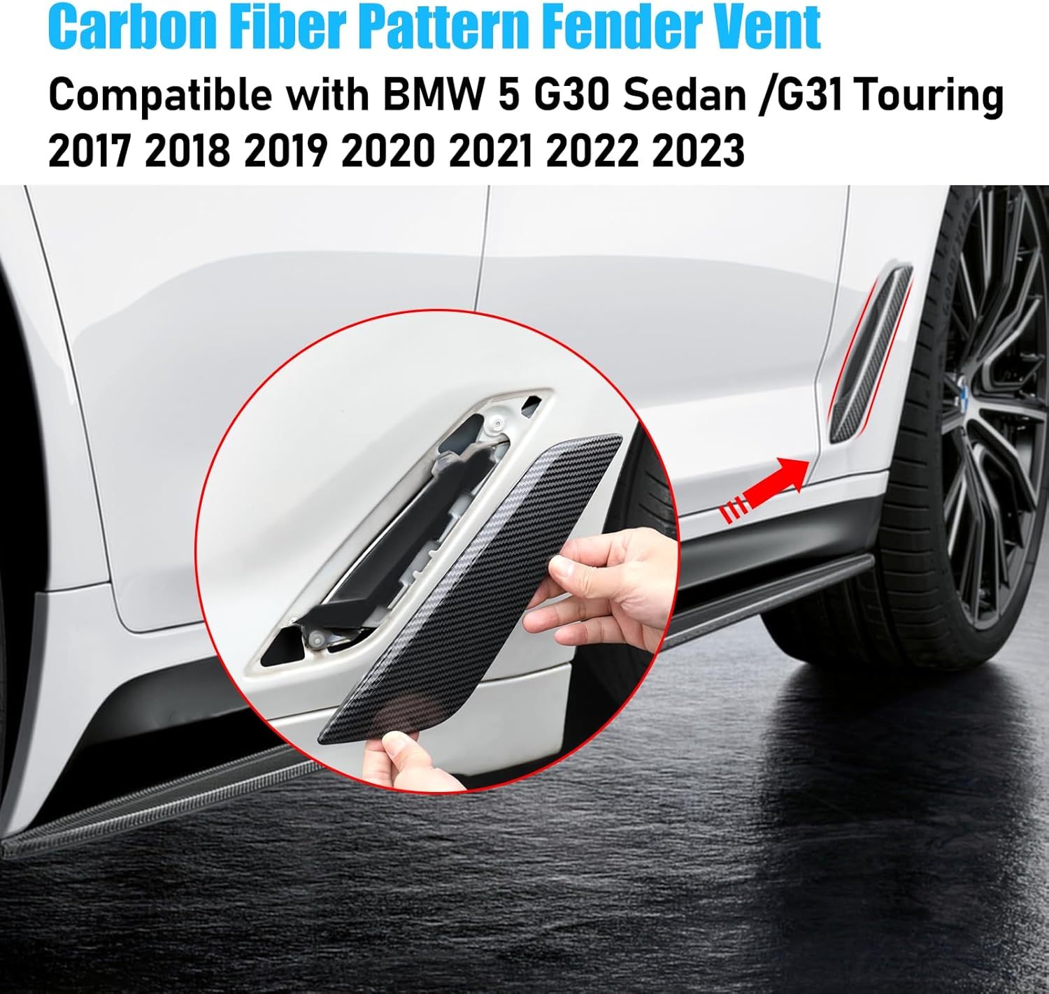 For BMW 5 Series G30/G31 Carbon Fiber Fender Vent Covers Replacement | 2017-2023 | YDSSTORE