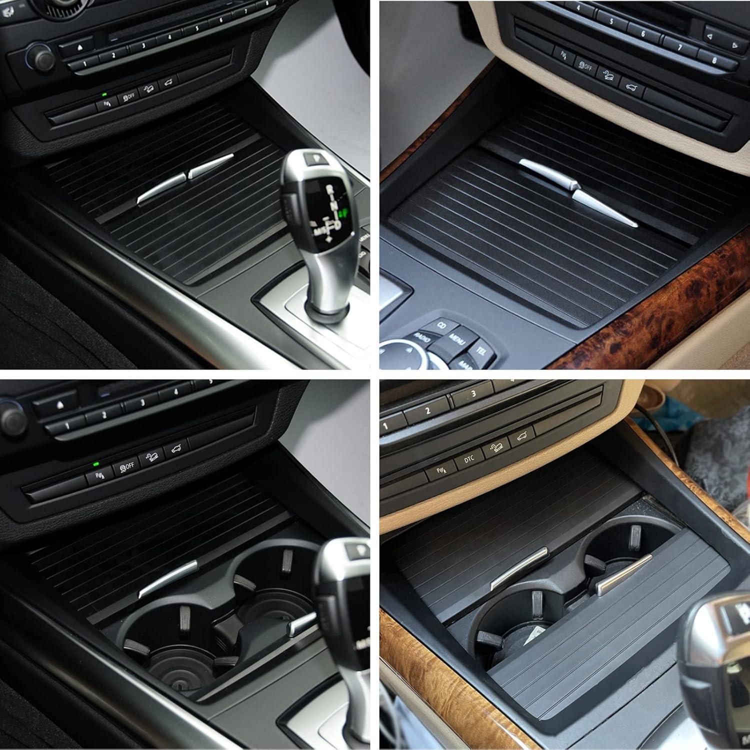 YDSSTORE  Compatible with BMW Cup Holder Sliding Cover. X5/X6 Console Roller Blind Cover. Center Console Sliding Shutters for BMW X5 E70 (2006-2013) / X6 E71 E72 (2007-2014)-autoydsstore