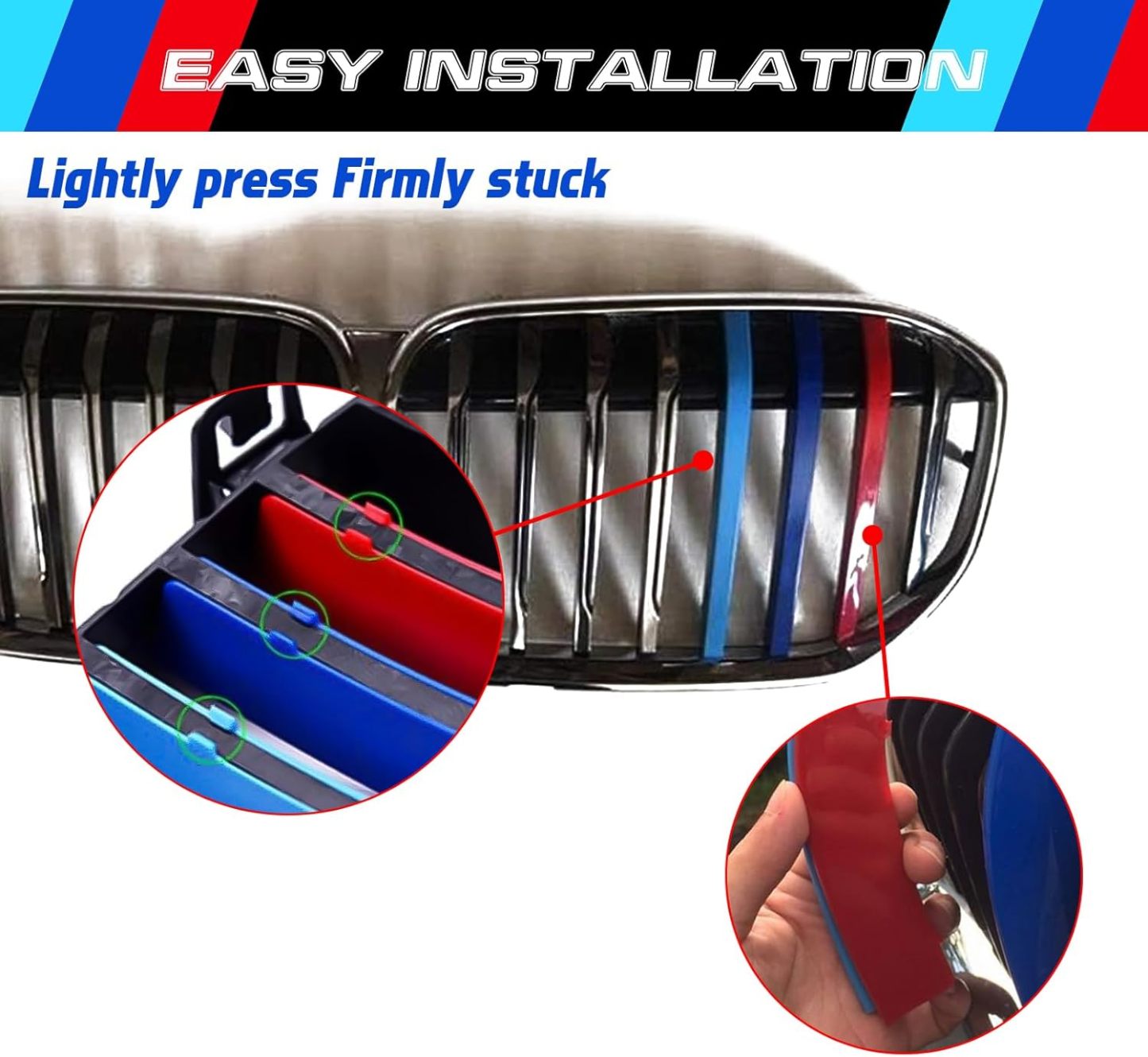 YDSSTORE M-Colored Tri Grille Insert Trim Strips for BMW G11 7 Series LCI (2020-up) | Compatible with 8-Beam Front Kidney Grilles-autoydsstore