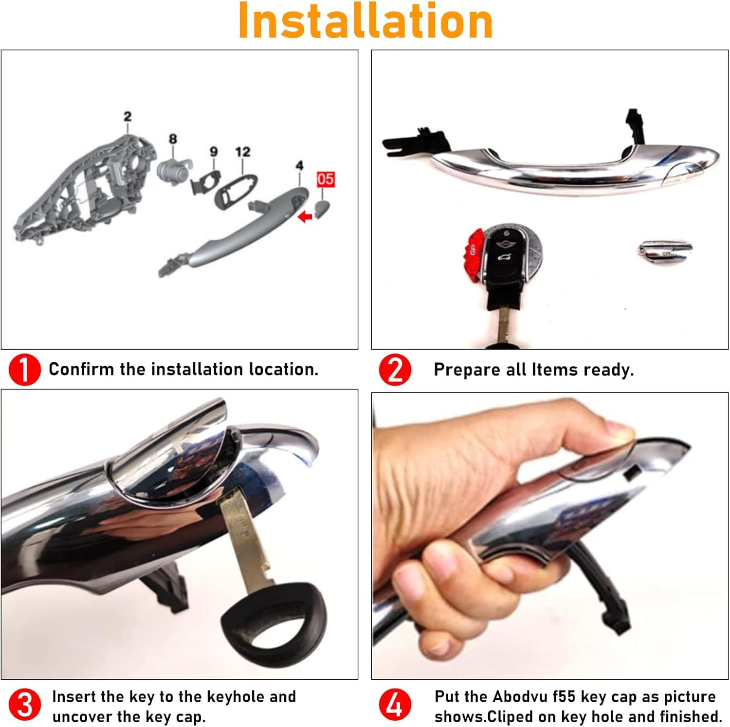 Mini Cooper F55/56 Door Lock Cover Cap for Driver Side Exterior Door Handle.Silver.1PC| YDSSTORE