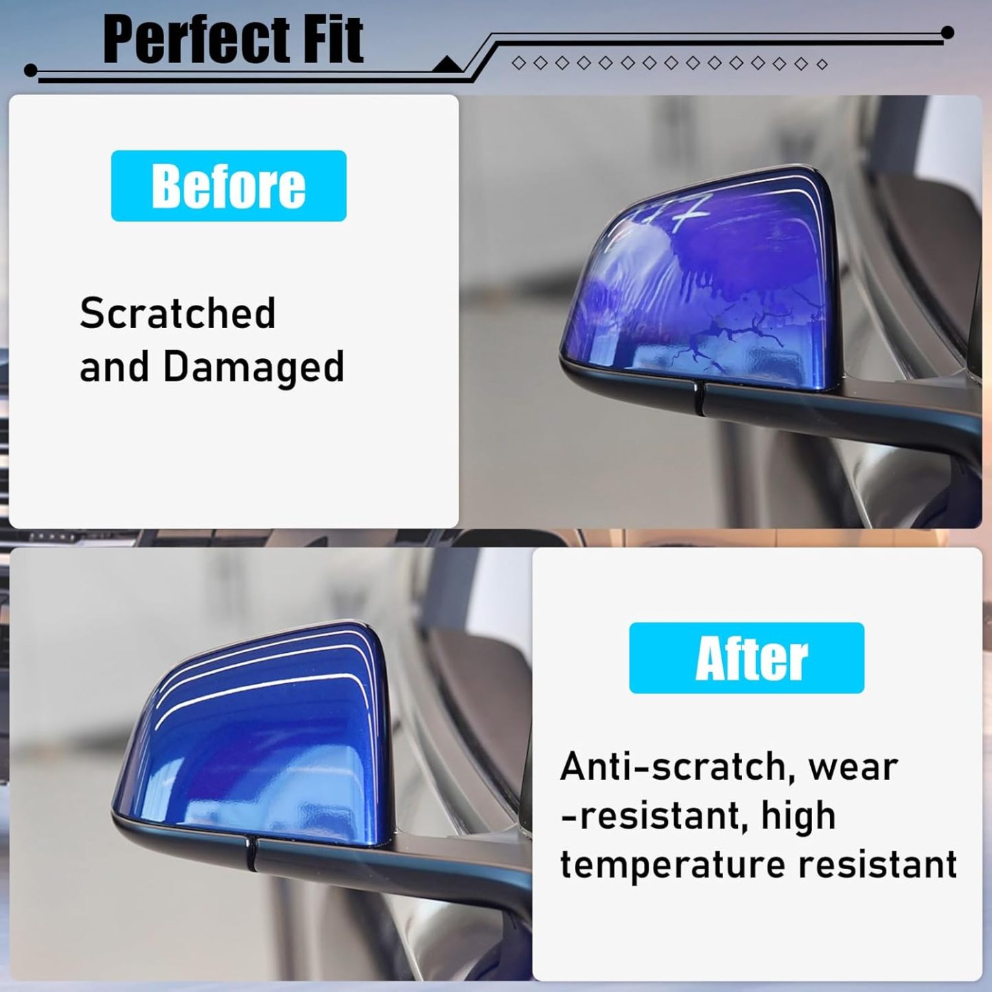 YDSSTORE Compatible with Tesla Model Y Side Mirror Cover Replacement 2020 2021 2022 2023 2024. Right Passenger Side Blue Rearview Mirror Cover. Door Mirror Cover Cap for Tesla Model Y Accessories-autoydsstore