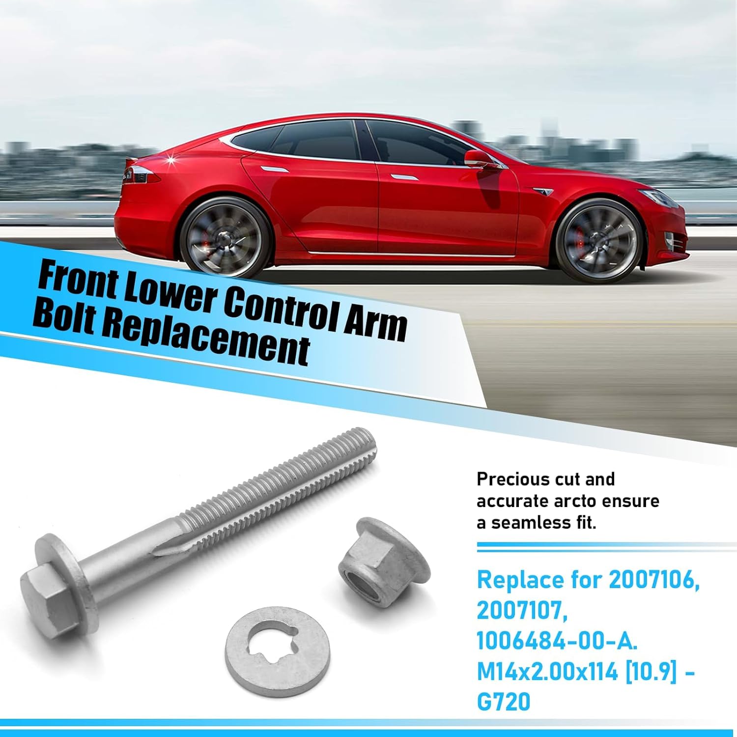 YDSSTORE Compatible with Tesla Model S/X Front Lower Control Arm Bolt Replacement. M14x2.00x114 [10.9] - G720 2007106 Suspension Bolt Cam Bolt Assy for Tesla Model S 2012-2021. Model X 2016-2020-autoydsstore