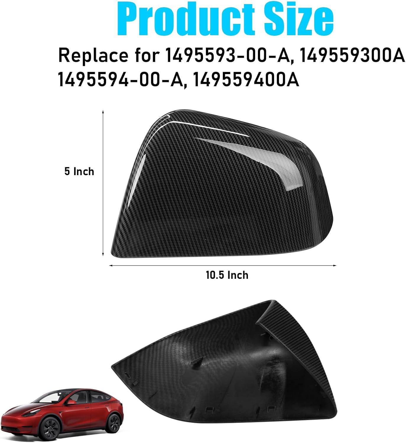 Tesla Model Y Carbon Fiber Pattern Mirror Covers (2020-2024).Driver & Passenger Side|YDSSTORE