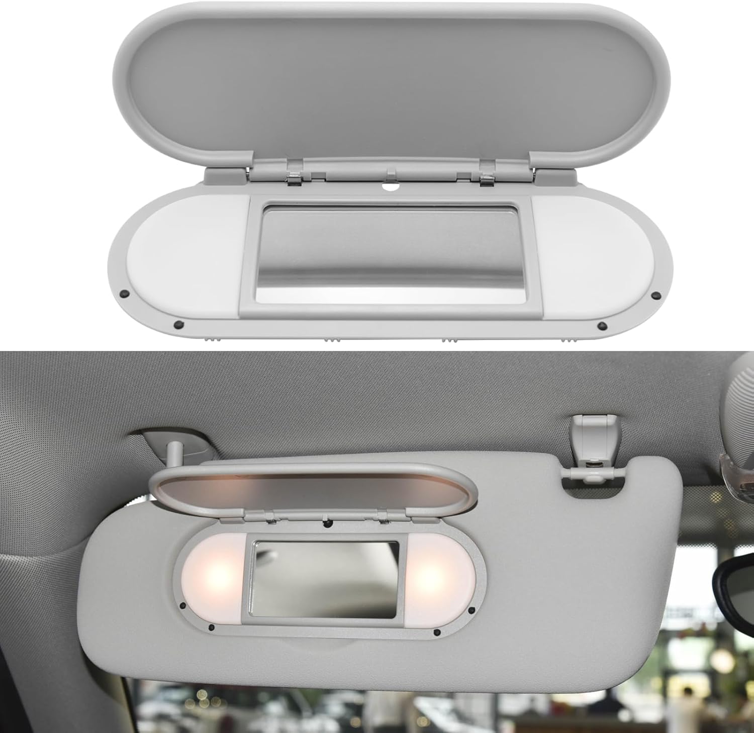 For Gray Mini Cooper Sun Visor Vanity Mirror Cover | Front Illuminated Replacement| YDSSTORE