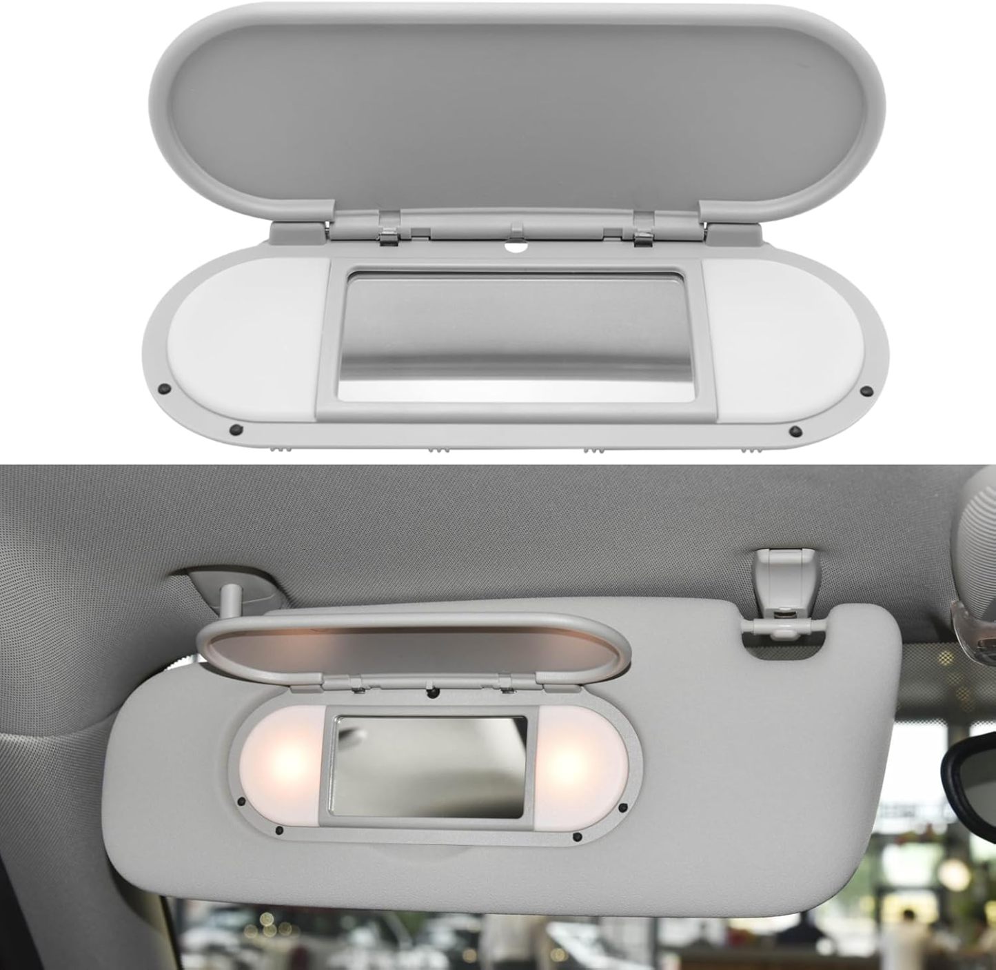 For Gray Mini Cooper Sun Visor Vanity Mirror Cover | Front Illuminated Replacement| YDSSTORE
