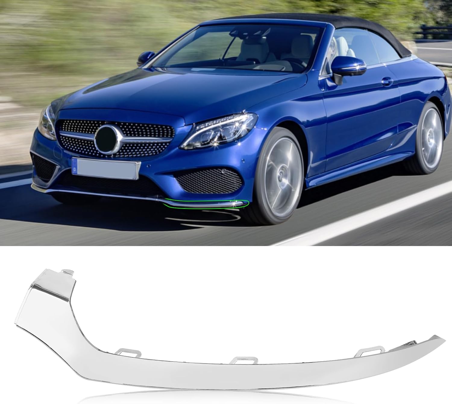 For Mercedes-Benz W205 Front Bumper Trim Molding 2015-2018.Left Side Front Bumper Lower Chrome Trim Replacement A2058851374 for Mercedes W205 C300 C400 C350 C63 AMG-LINE Sport Model-autoydsstore