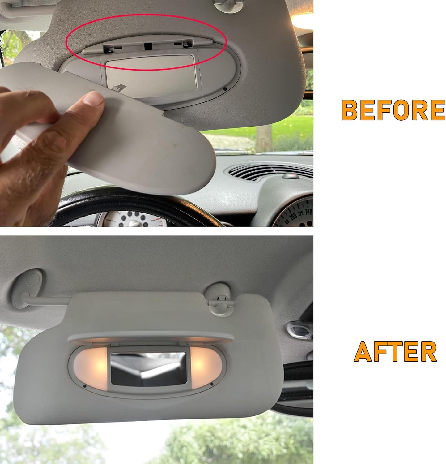 2007-2014 Mini Cooper Gray Sun Visor Vanity Mirror Cover - R55/56/60 | YDSSTORE