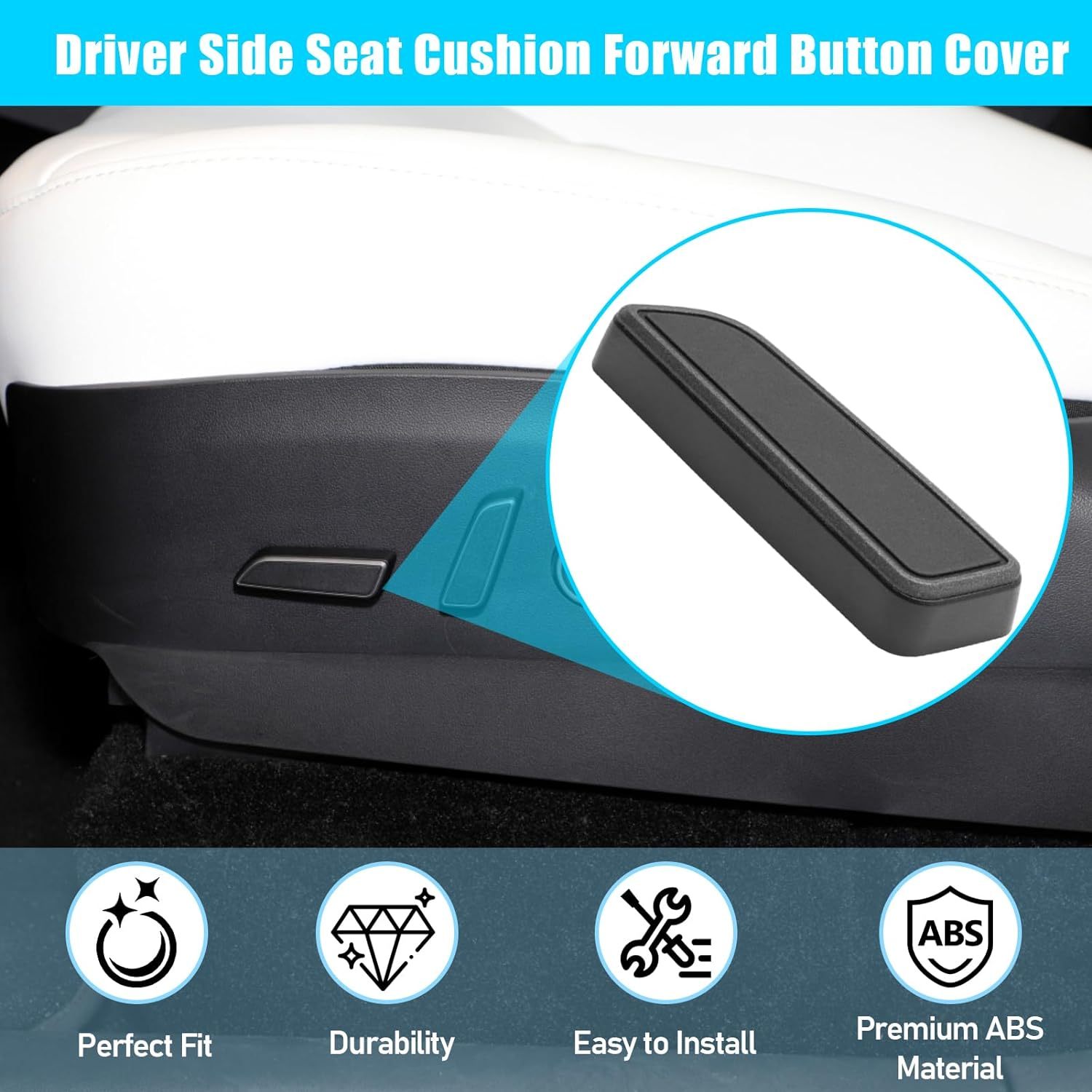 YDSSTORE Compatible with Tesla Model 3/Y Seat Adjustement Button 2021 2022 2023.Driver Side Seat Cushion Forward Button Cover for Model 3 Model Y Seat Adjust Button 1098840-01-D.Power Seat Switch Button-autoydsstore
