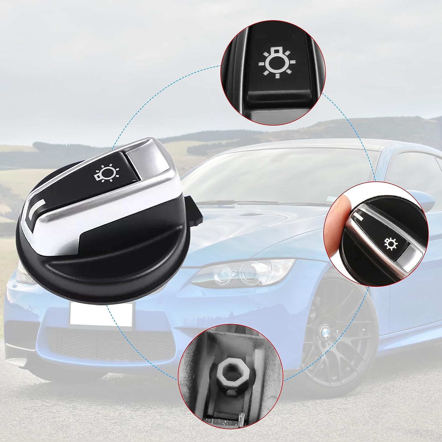 YDSSTORE Upgraded Headlight Switch Set | 4PCS for BMW 1. 3. X1 Series | E81. E82. E88. E87. E90. E91. E84 | White-autoydsstore