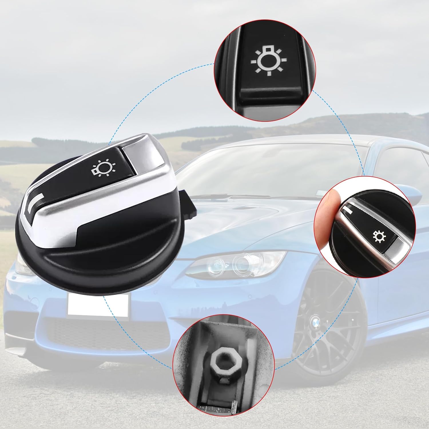 YDSSTORE  For BMW E81 E82 E87 E88 E90 E91 E84 Headlight Switch Knob Button Replacement