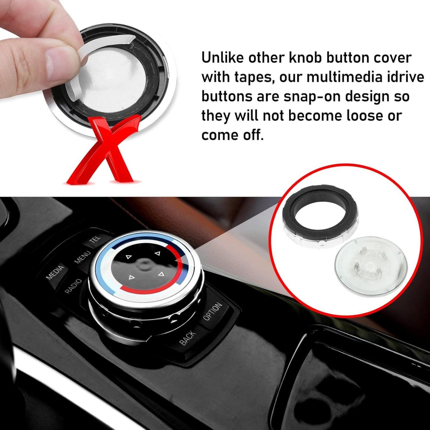 Multimedia iDrive Controller Knob Button Cover for BMW 5 Series F10 F11. 6 Series F12 F13. 7 Series F01 F02. X3 F25 – Premium Snap-On Replacement-autoydsstore