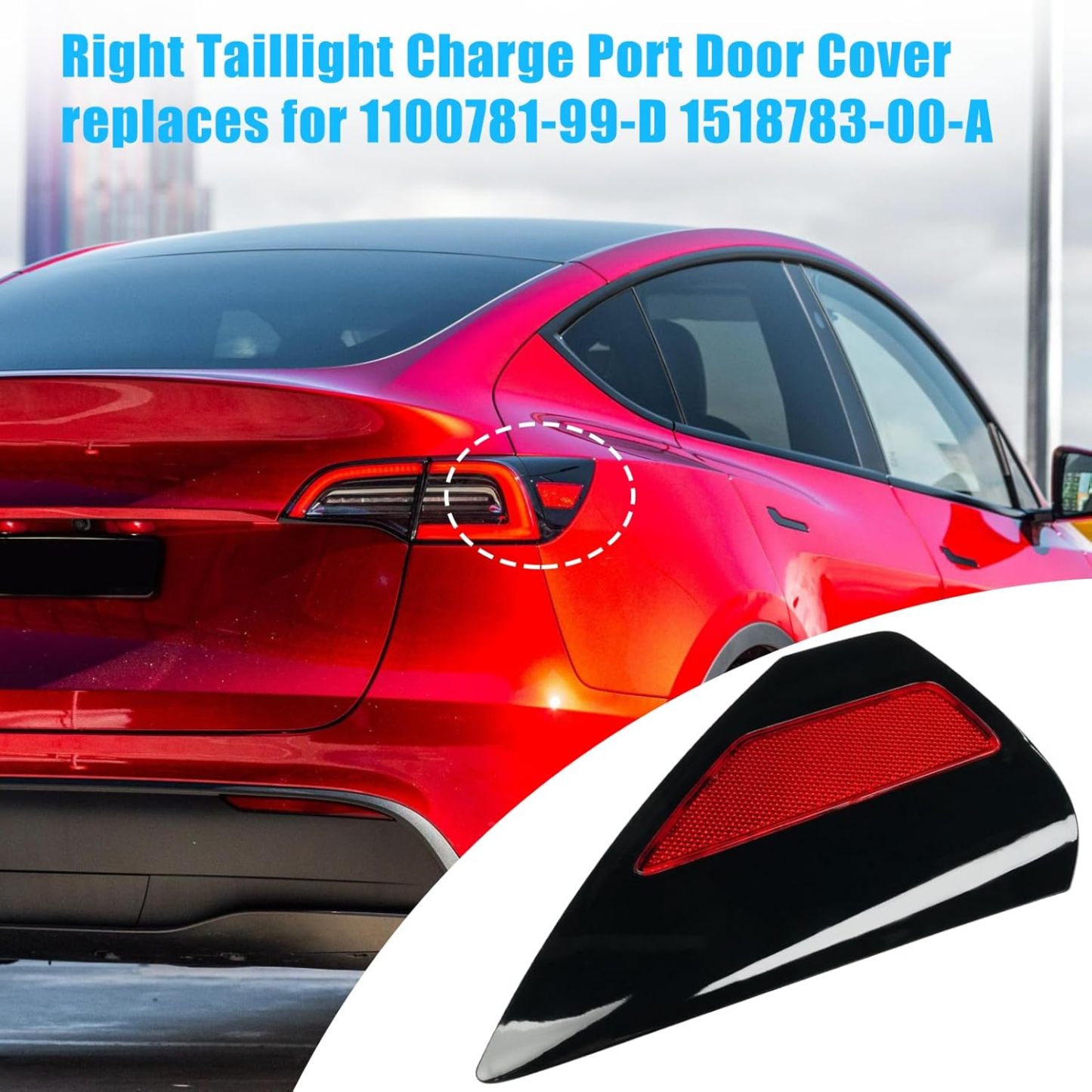YDSSTORE Compatible with Tesla Charging Port Cover for Model 3 2017-2024 Model Y 2020-2024. Rear Right Side Taillight Charge Door Cover Reflector for Tesla. Charging Port Cover Replacement 1100781-99-D-autoydsstore