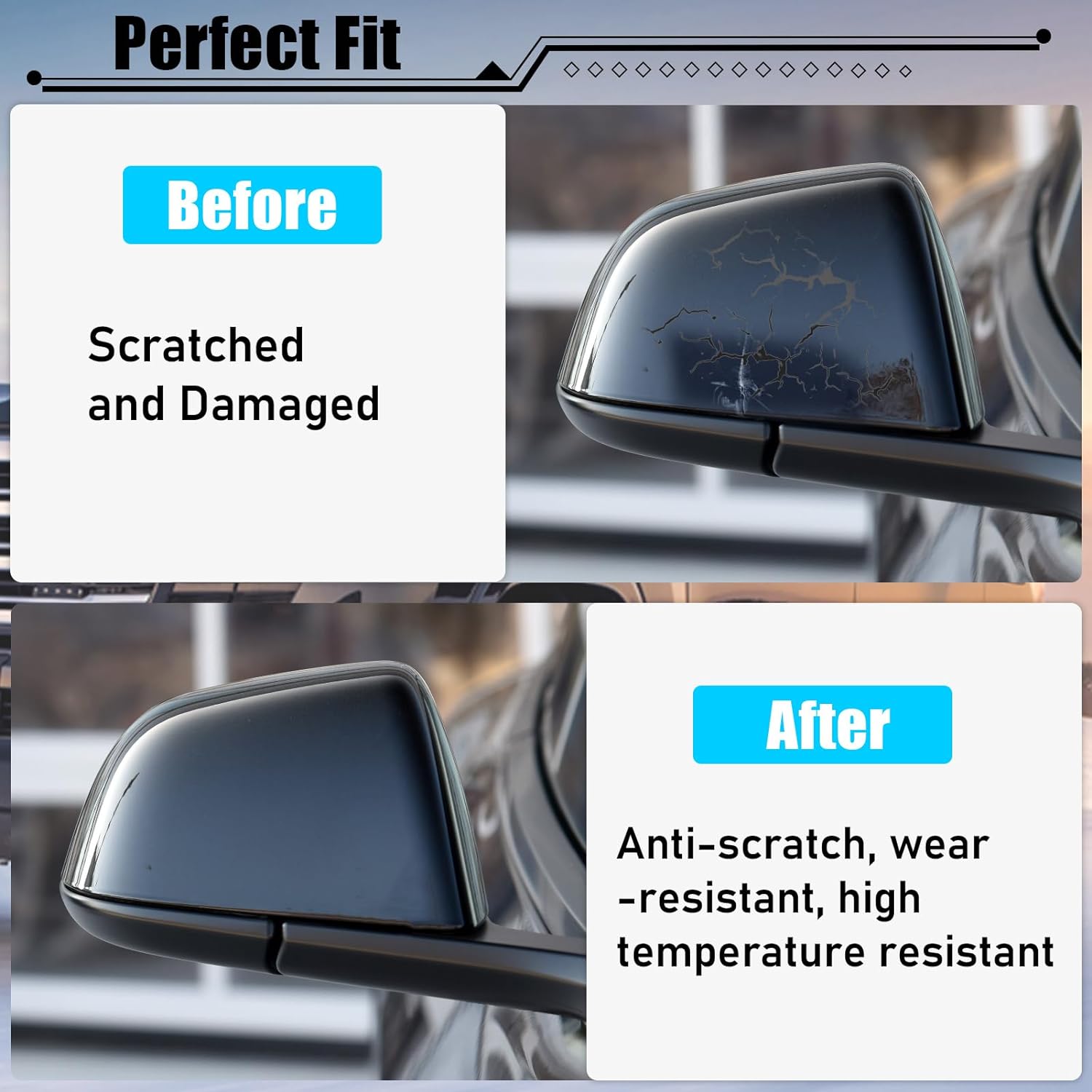 YDSSTORE Compatible with Tesla Model 3 Side Mirror Cover Replacement 2017 2018 2019 2020 2021 2022 2023. Passenger Side Rear View Mirror Cover. Door Wing Mirror Cover Caps for Model 3 Accessories(Black)-autoydsstore