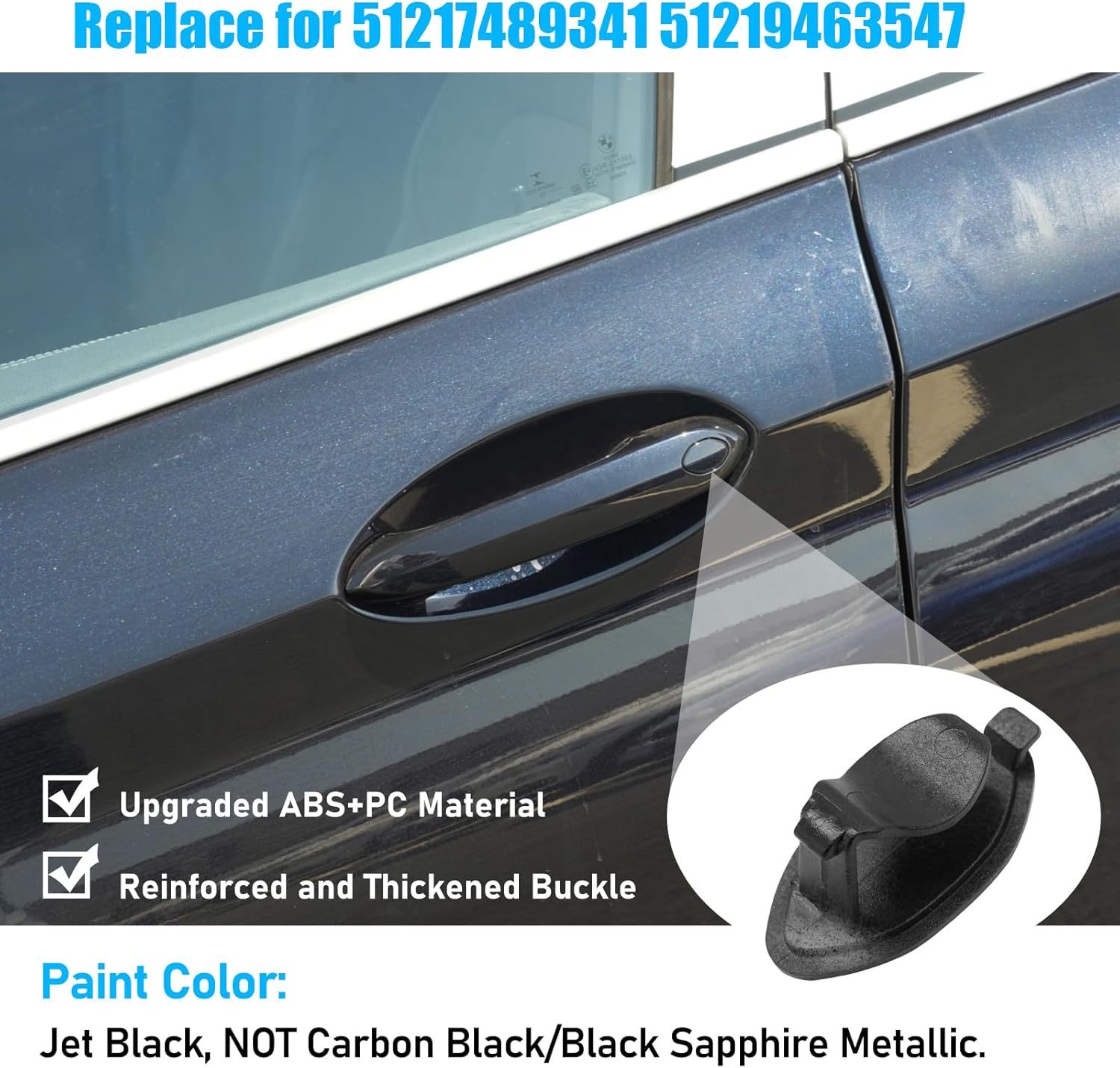 For BMW Door Handle Key Hole Cover 3 5 6 X3 X4 X5 X6 X7 Z4 OEM: 51217489341 51219463547 (Jet Black) | YDSSTORE-autoydsstore