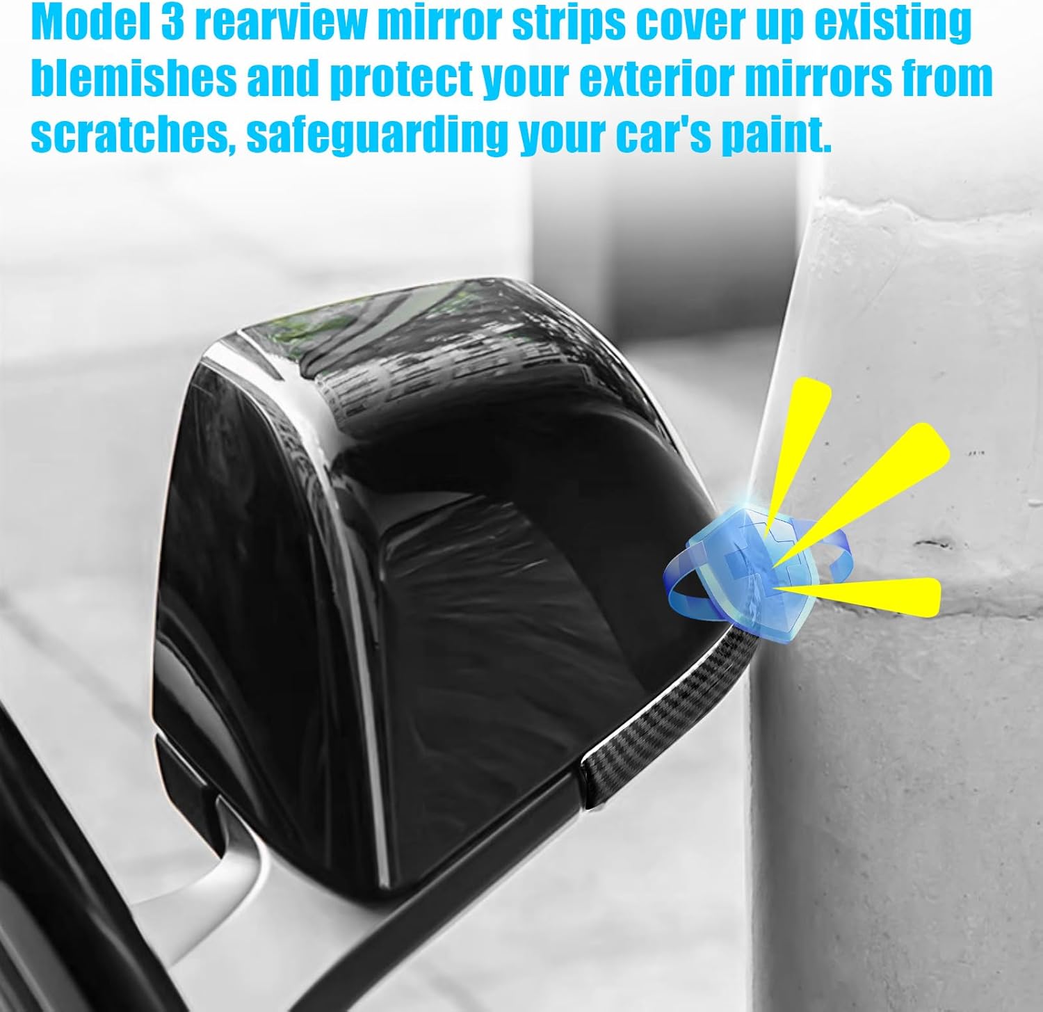 Tesla Model 3 Side Mirror Trim Strips (2018-2024) | Anti-Collision Protector | YDSSTORE
