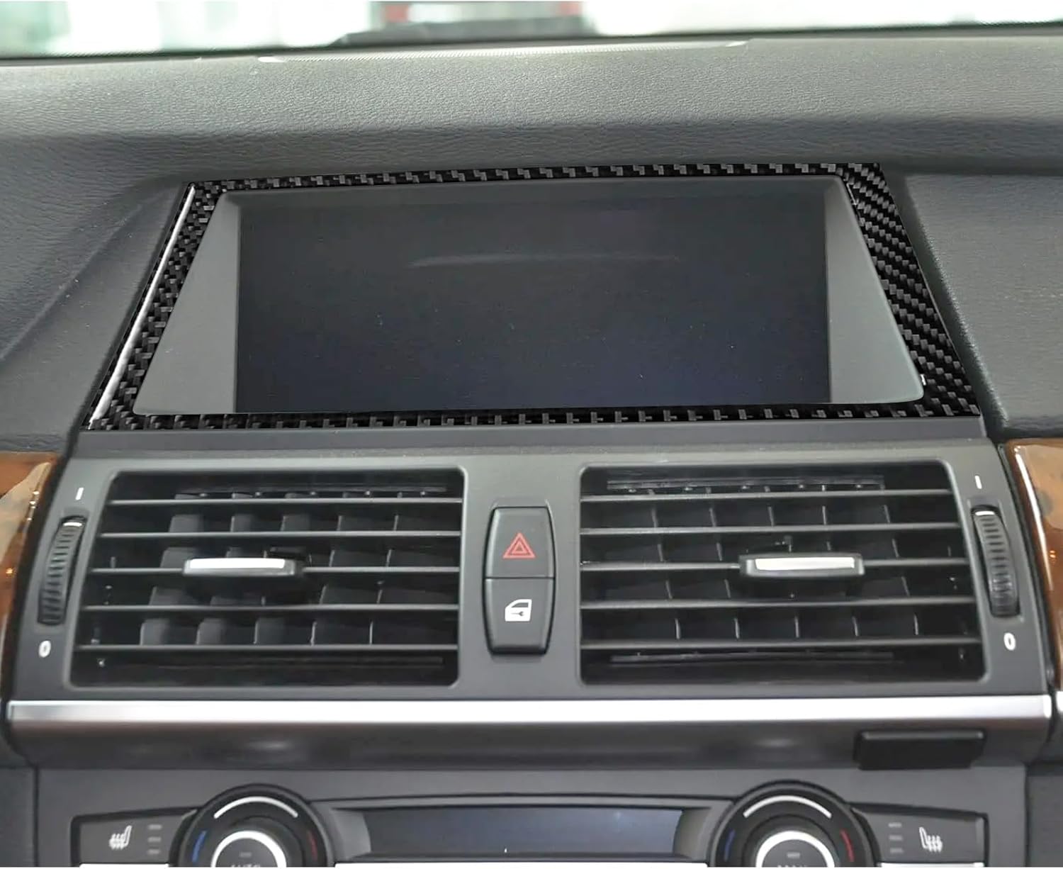 YDSSTORE Carbon Fiber Center Console Display Screen Navigation Frame Cover Trim Interior Accessories for BMW X5 E70 X6 E71 (2008-2013) – 1pc Black-autoydsstore