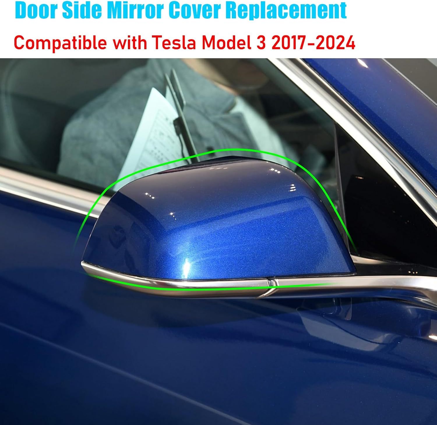 YDSSTORE Compatible with Tesla Model 3 Side Mirror Cover Replacement 2017 2018 2019 2020 2021 2022 2023 2024. Passenger Side Rear View Mirror Cover. Door Mirror Cover Caps for Model 3 Accessories(Blue)-autoydsstore