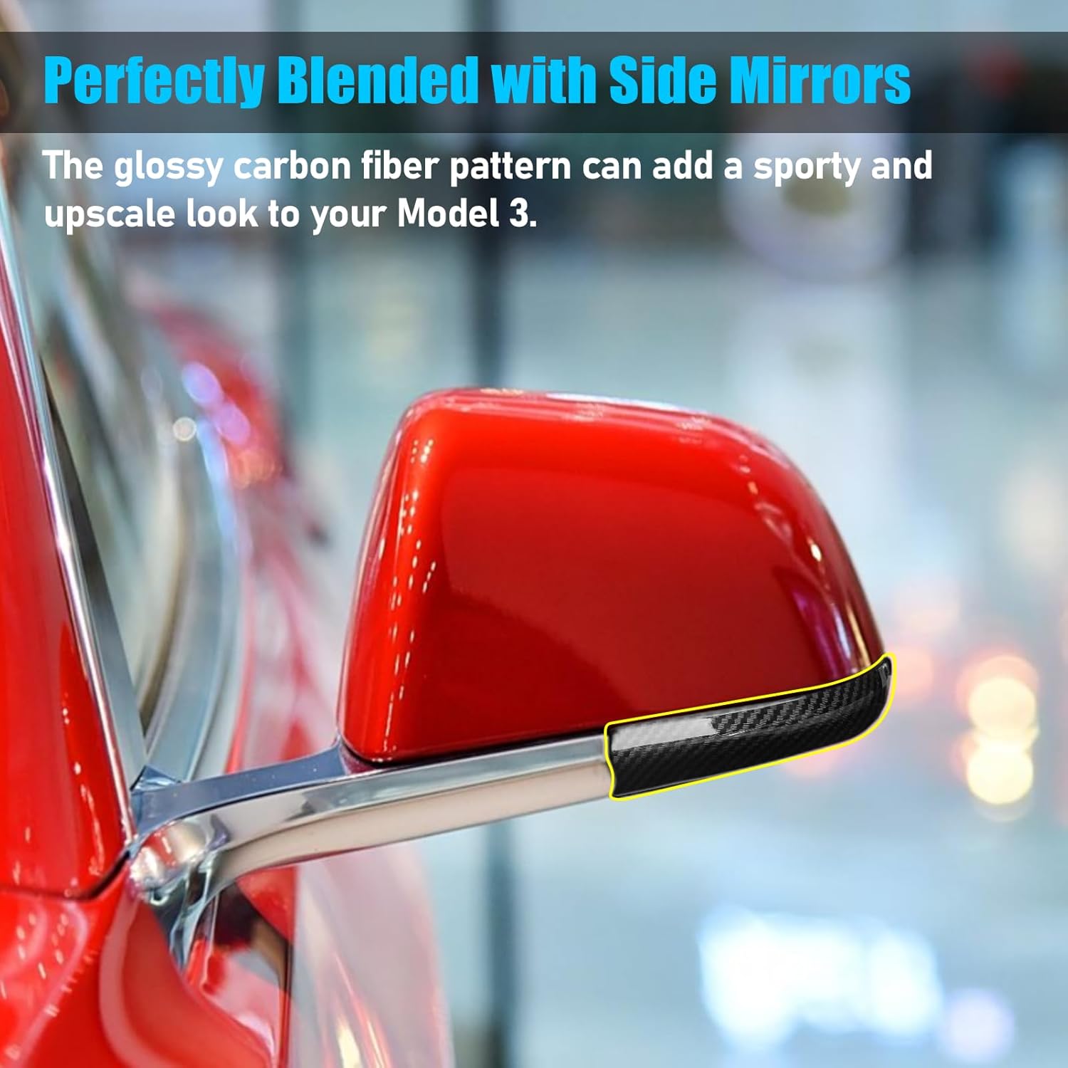 Tesla Model 3 Side Mirror Trim Strips (2018-2024) | Anti-Collision Protector | YDSSTORE