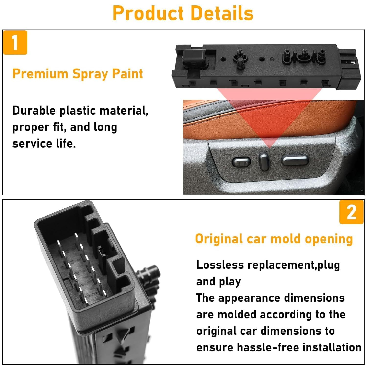 Right Passenger 10-Way Seat Adjust Switch for Ford. Lincoln. Mercury (2006-2019) - Replaces 9L3Z-14A701FA. 6H6Z-14A701FA. SW7337| YDSSTORE-autoydsstore