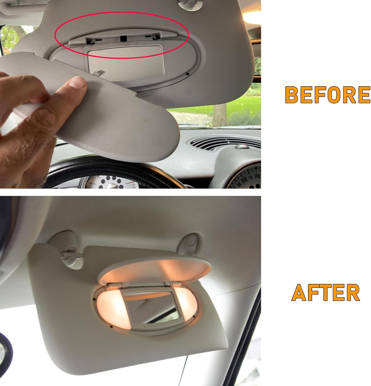 2007-2014 Mini Cooper Sun Visor Vanity Mirror Cover - Beige | R55/56/60 Replacement | YDSSTORE