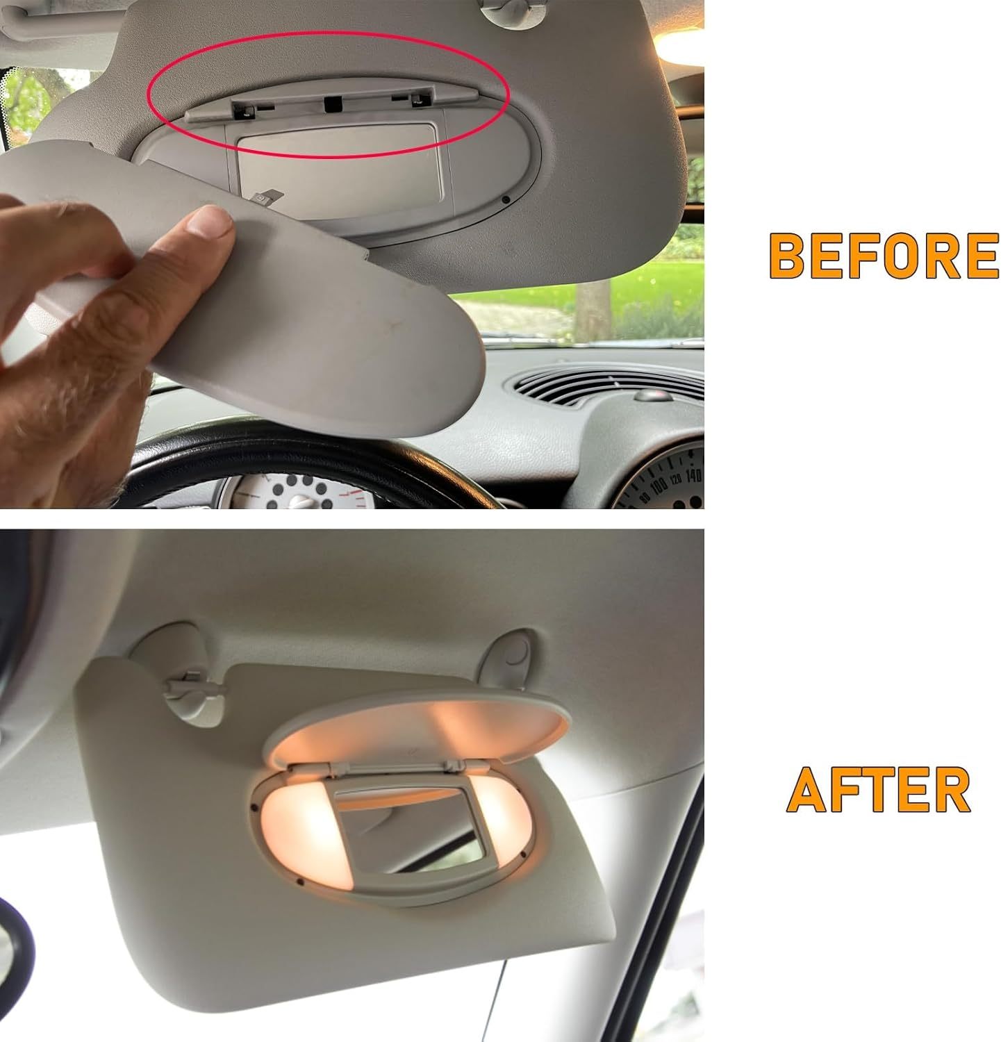 2007-2014 Mini Cooper Sun Visor Vanity Mirror Cover - Beige | R55/56/60 Replacement | YDSSTORE