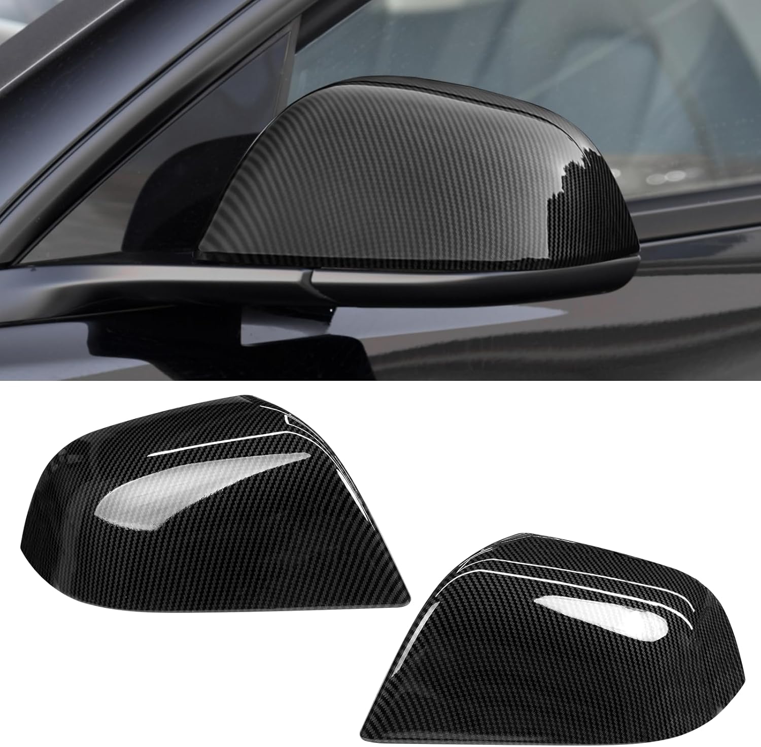 Tesla Model 3 Mirror Caps Side Mirror Replacement.Carbon Fiber Pattern| YDSSTORE