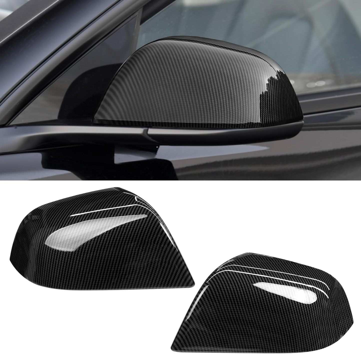 Tesla Model 3 Mirror Caps Side Mirror Replacement.Carbon Fiber Pattern| YDSSTORE