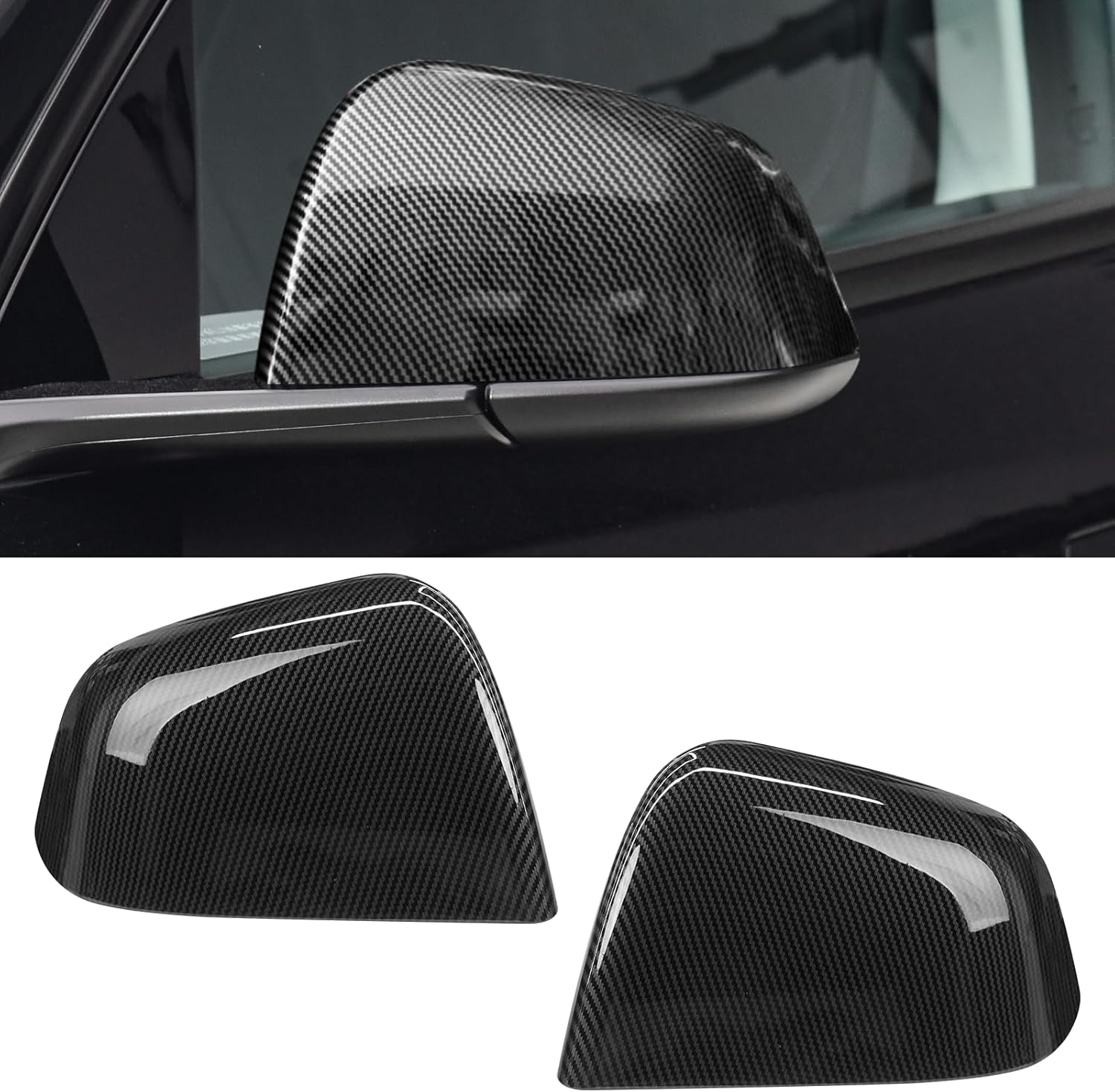 Tesla Model Y Carbon Fiber Pattern Mirror Covers (2020-2024).Driver & Passenger Side|YDSSTORE