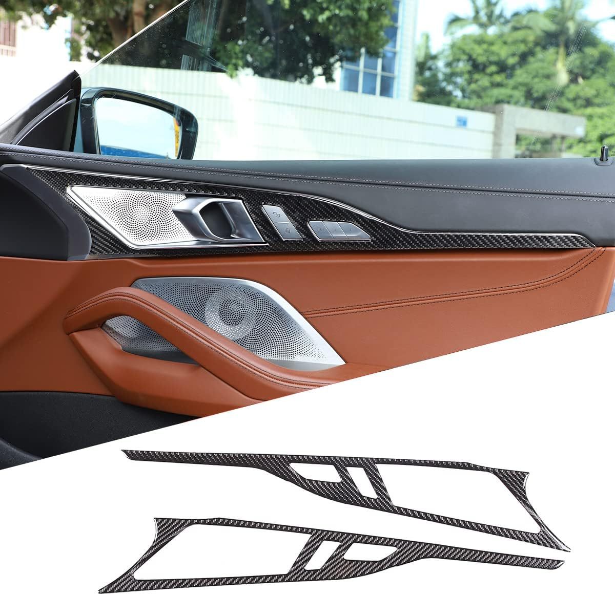 YDSSTORE Inner Door Handle Panel Frame Sticker Trim Soft Carbon Fiber 2PCS Compatible with BMW 8 Series G14 G15 2019-2022 Door Panel Decoration Sticker Accessories