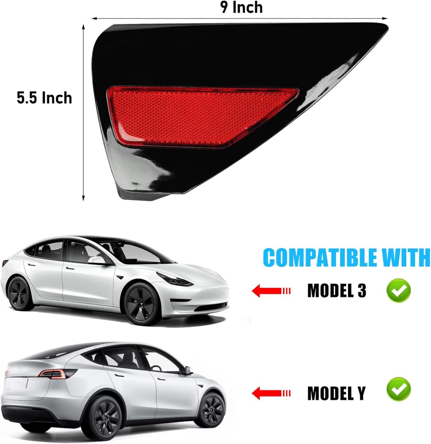 YDSSTORE Compatible with Tesla Charging Port Cover for Model 3 2017-2024 Model Y 2020-2024. Rear Right Side Taillight Charge Door Cover Reflector for Tesla. Charging Port Cover Replacement 1100781-99-D-autoydsstore