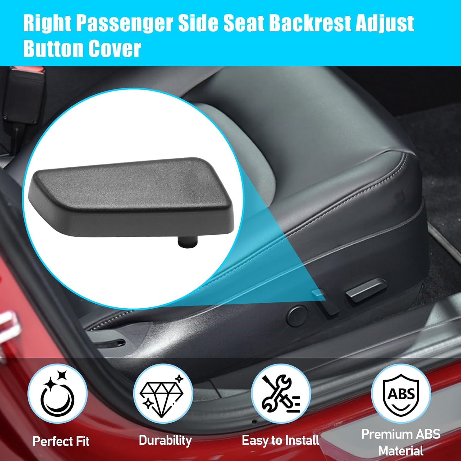 YDSSTORE Compatible with Tesla Model 3/Y Seat Adjuster Button 2017 2018 2019 2020. Passenger Side Seat Back Forward Button Cover for Tesla Model 3 Model Y. Seat Adjustement Switch Button 1098843-00-E-autoydsstore