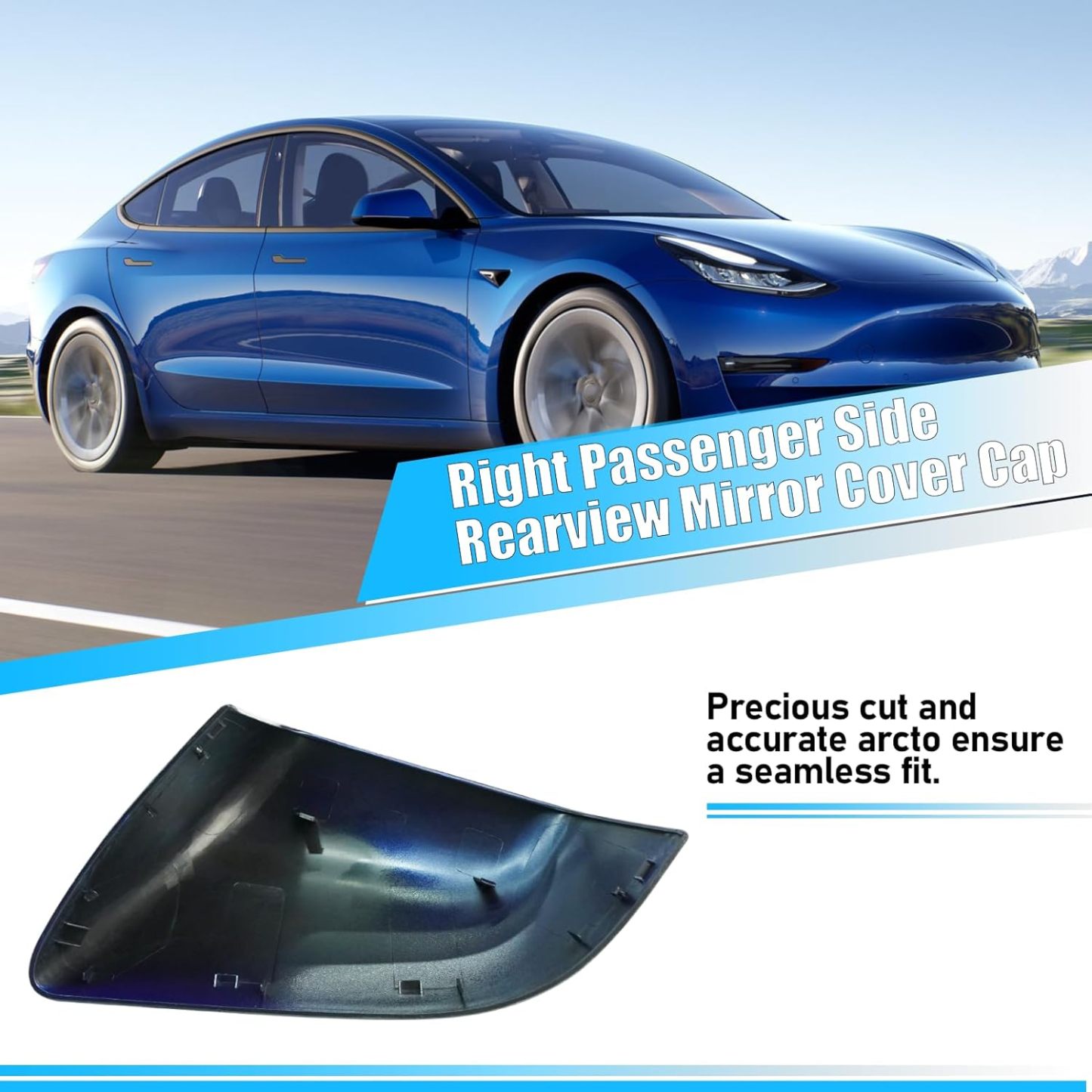 YDSSTORE Compatible with Tesla Model 3 Side Mirror Cover Replacement 2017 2018 2019 2020 2021 2022 2023 2024. Passenger Side Rear View Mirror Cover. Door Mirror Cover Caps for Model 3 Accessories(Blue)-autoydsstore