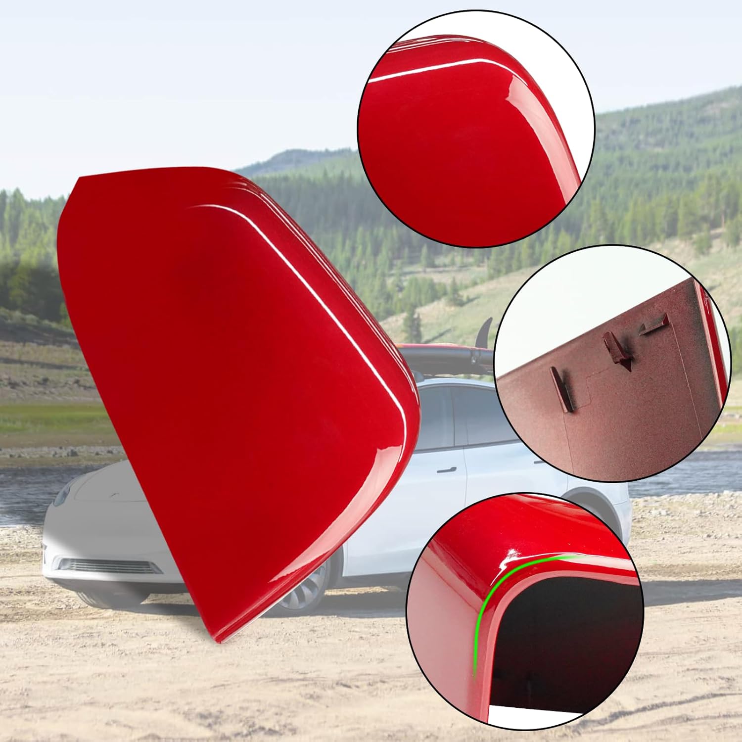 For Tesla Model Y Side Mirror Cover Right Passenger Side Replacement | Red | YDSSTORE