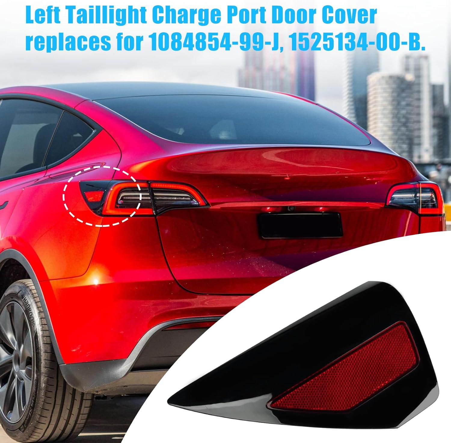 YDSSTORE Compatible with Tesla Charging Port Cover for Model 3 2017-2024 Model Y 2020-2024. Rear Left Side Taillight Charge Door Cover Reflector for Tesla. Charging Port Cover Replacement 1084854-99-J-autoydsstore