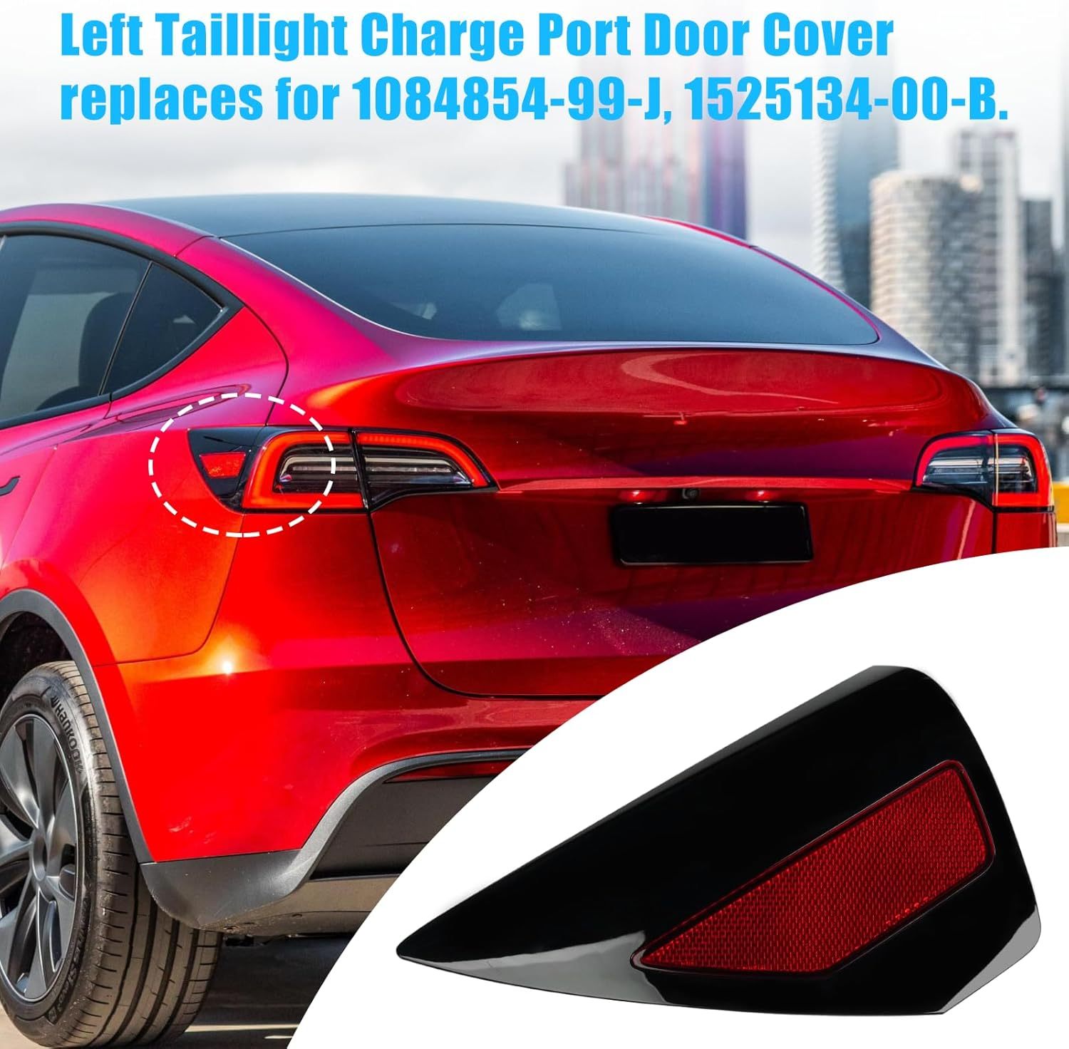 YDSSTORE Compatible with Tesla Charging Port Cover for Model 3 2017-2024 Model Y 2020-2024. Rear Left Side Taillight Charge Door Cover Reflector for Tesla. Charging Port Cover Replacement 1084854-99-J-autoydsstore