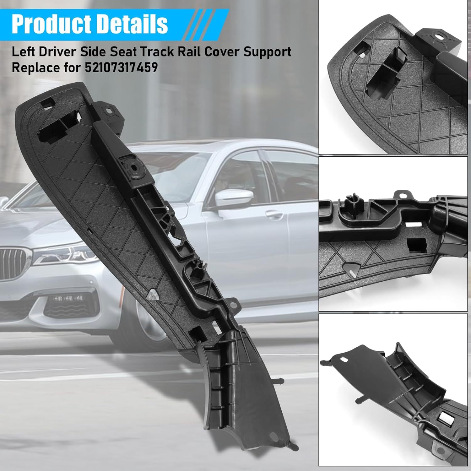 For BMW Front Seat Track Rail Cover 5' F07 F10 F11 G30 G31/6' G32/7' F01 F02 F03 G11 G12/X5 F15/X6 F16 F86. 52107317459 (Left)|YDSSTORE-autoydsstore