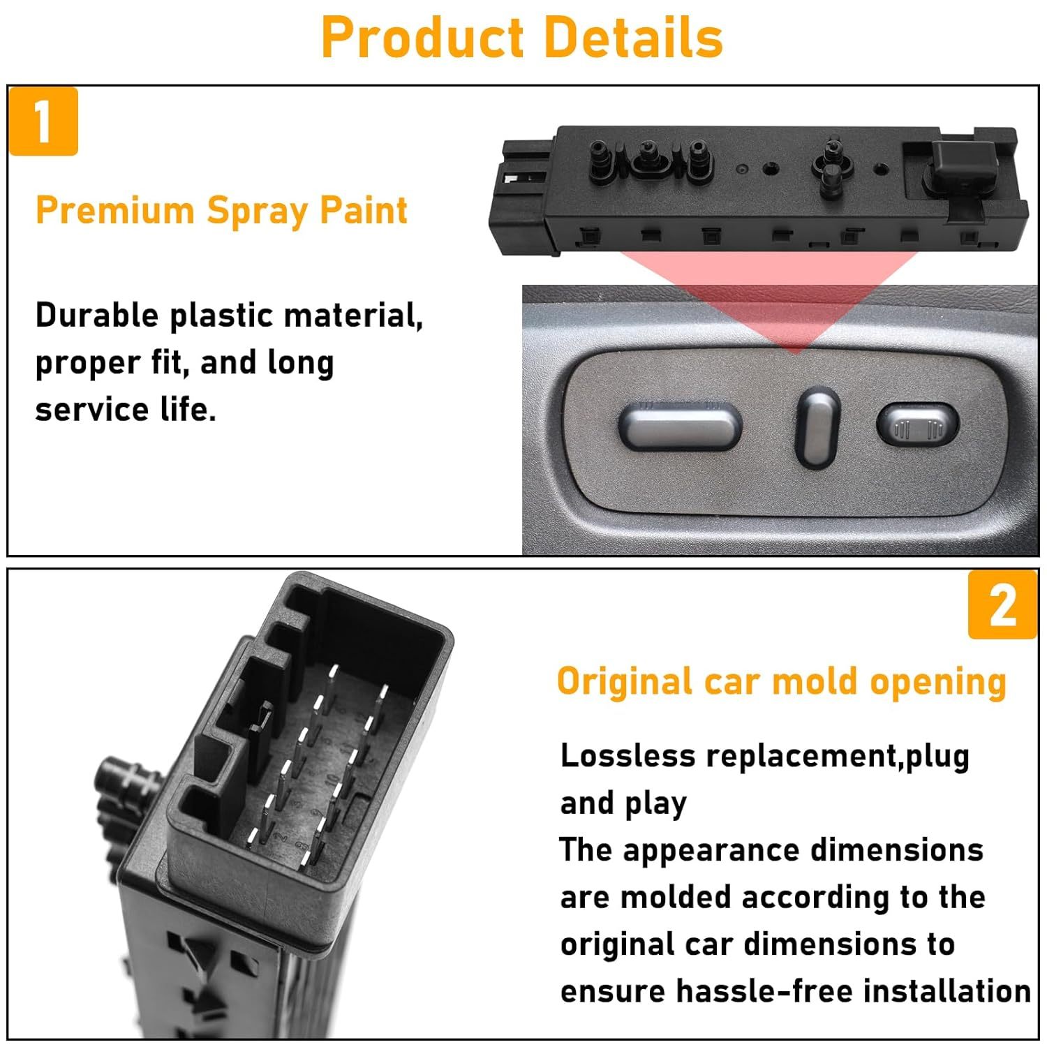 10-Way Left Driver Seat Adjust Switch for Ford. Lincoln. Mercury (2006-2019) - Replaces 9L3Z-14A701-FB. 9L3T-14B709-FAW| YDSSTORE-autoydsstore