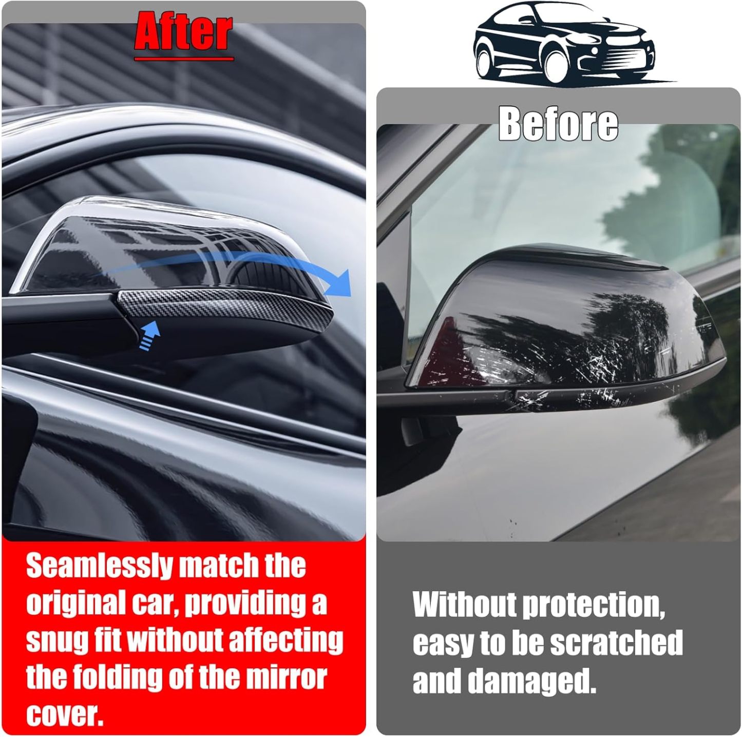 Tesla Model 3 Side Mirror Trim Strips (2018-2024) | Anti-Collision Protector | YDSSTORE