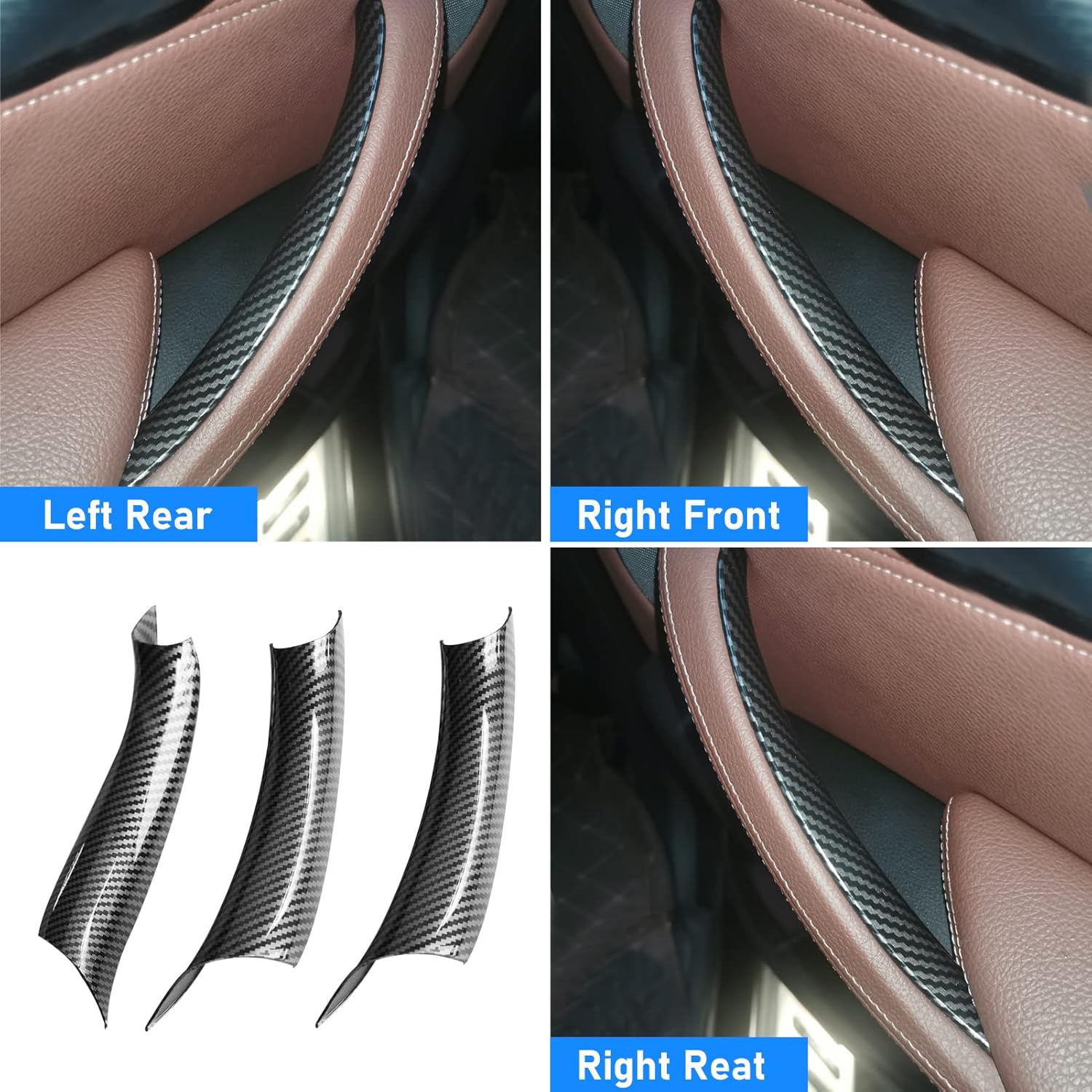 For BMW X5 F15/X6 F16 Door Handle Covers – 3PCS Set for BMW X5 F15 (2014-2018) & X6 F16 (2015-2018) Left and Right Side Interior Door Pull Handle Covers-autoydsstore