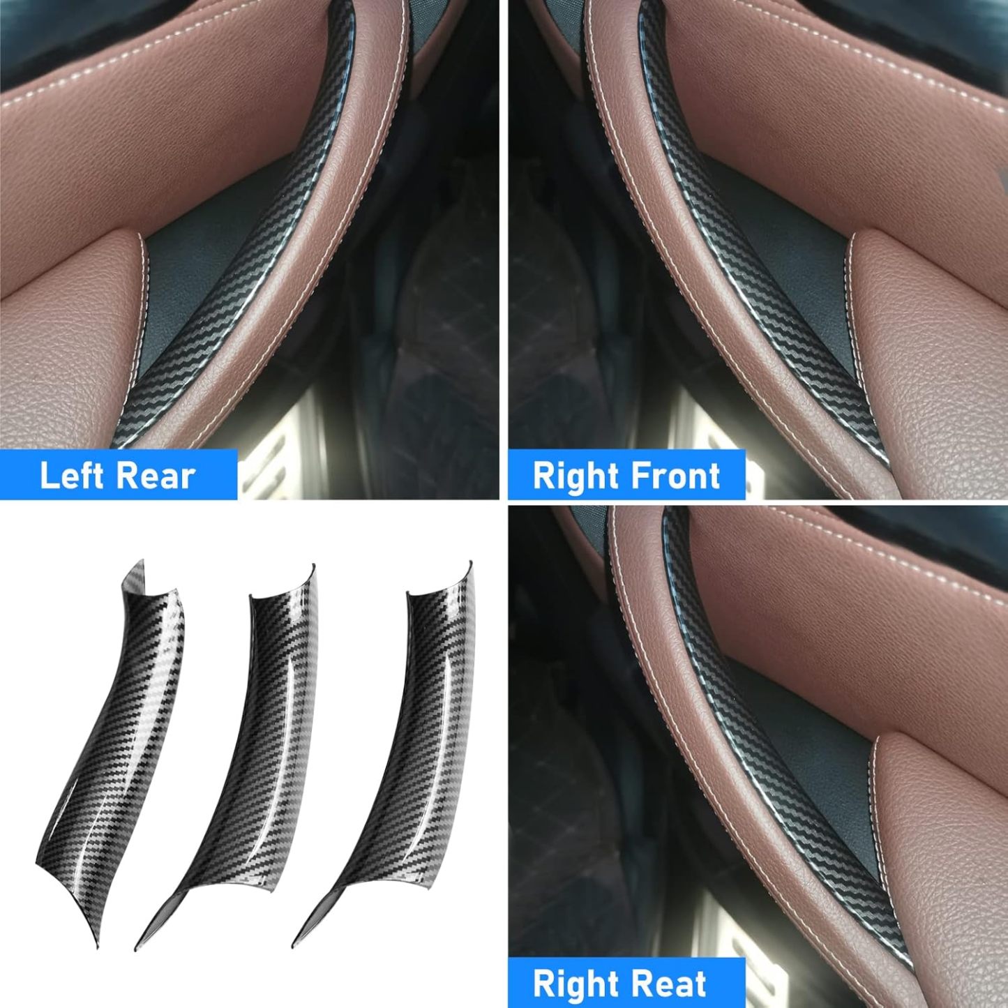 For BMW X5 F15/X6 F16 Door Handle Covers – 3PCS Set for BMW X5 F15 (2014-2018) & X6 F16 (2015-2018) Left and Right Side Interior Door Pull Handle Covers-autoydsstore