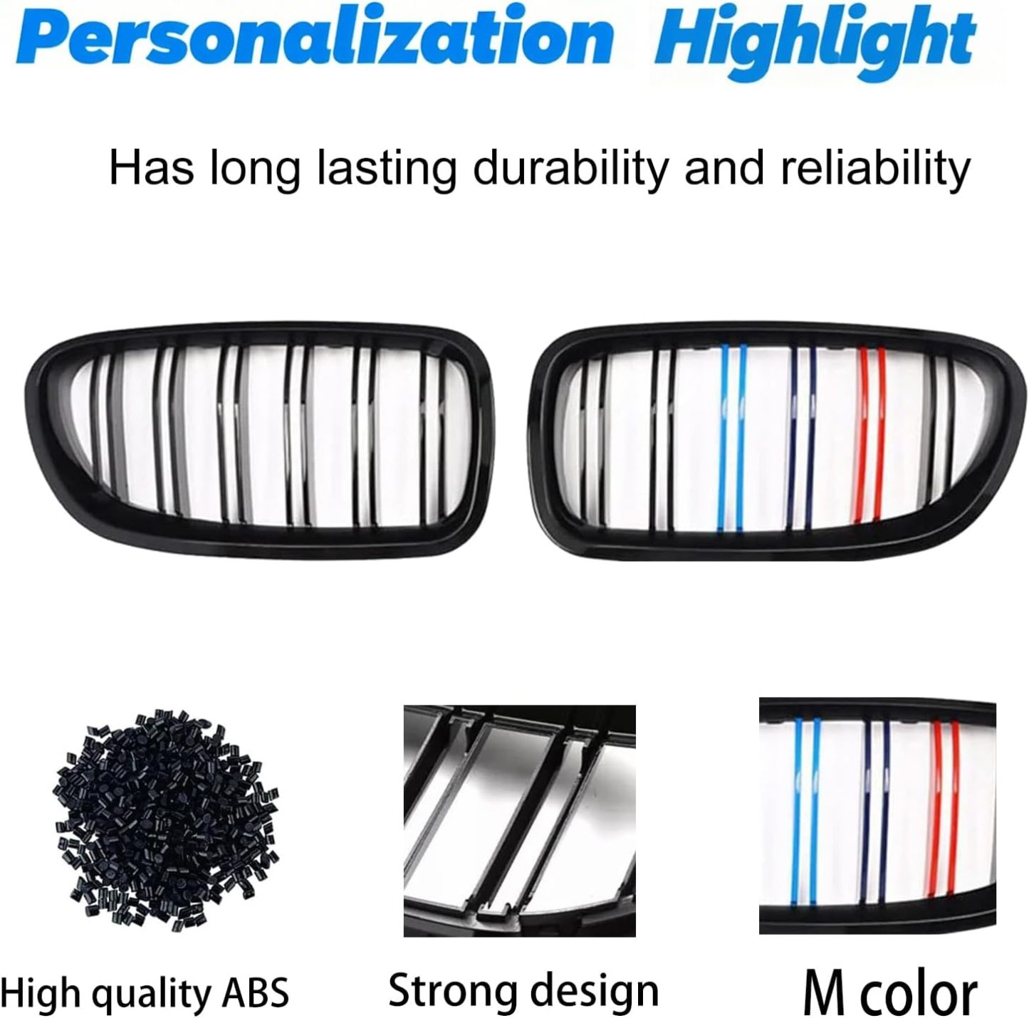 F10 Black Kidney Grille.Front Bumper Grill Compatible with 2010-2017 BMW 5 Series F10 F11 F18 Sedan 520i 528i 535d 535i 550i 520i (Double Slats M Color. F10 (2010-2016))