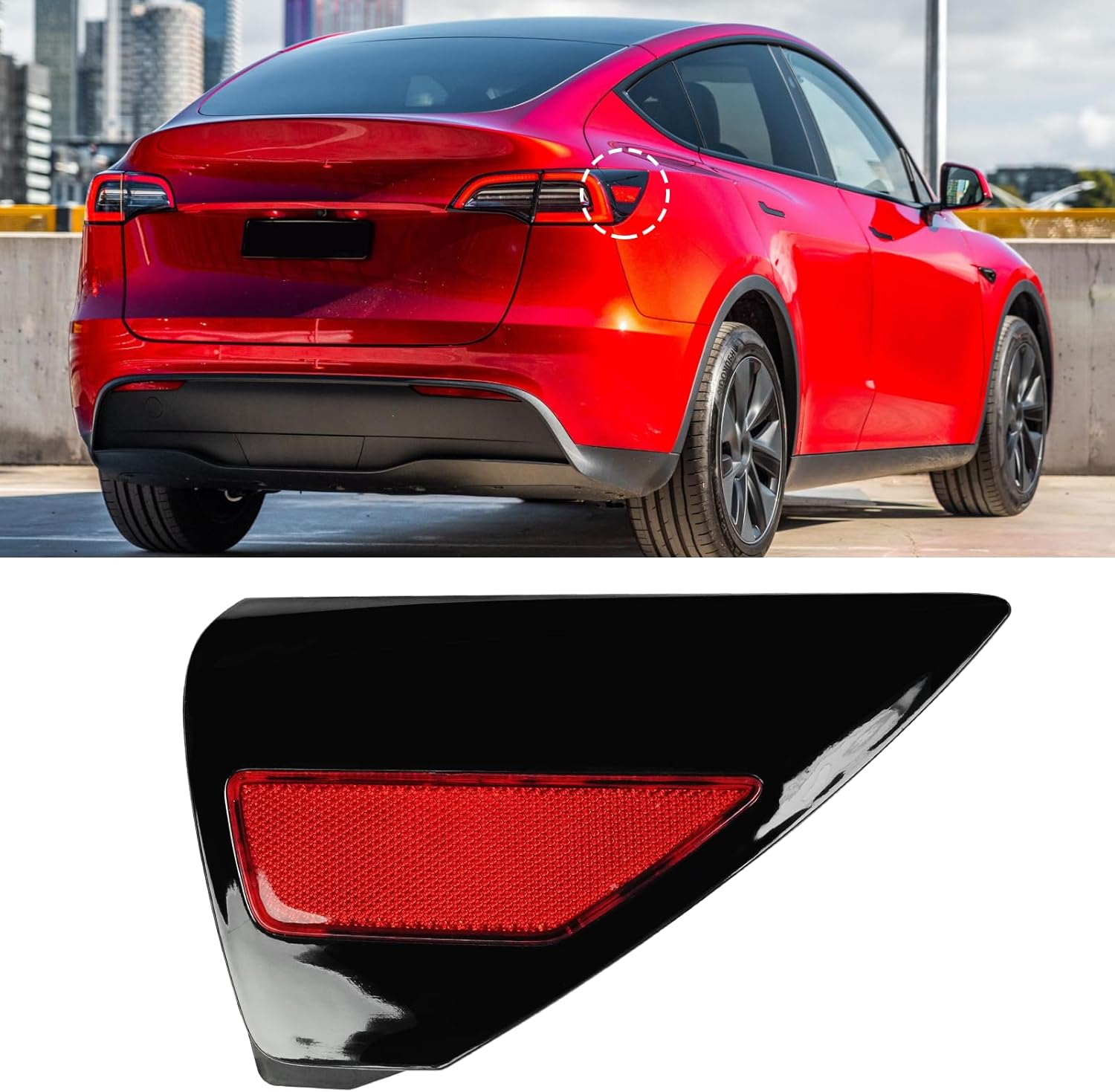YDSSTORE Compatible with Tesla Charging Port Cover for Model 3 2017-2024 Model Y 2020-2024. Rear Right Side Taillight Charge Door Cover Reflector for Tesla. Charging Port Cover Replacement 1100781-99-D-autoydsstore