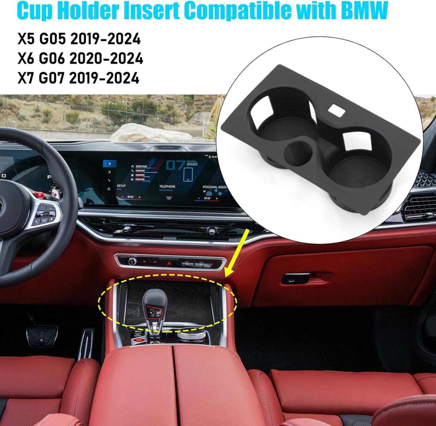 Compatible with BMW Cup Holder Insert for X5 G05. X6 G06. X7 G07 | Silicone Anti-Slip Console Mat (2019-2024)-autoydsstore