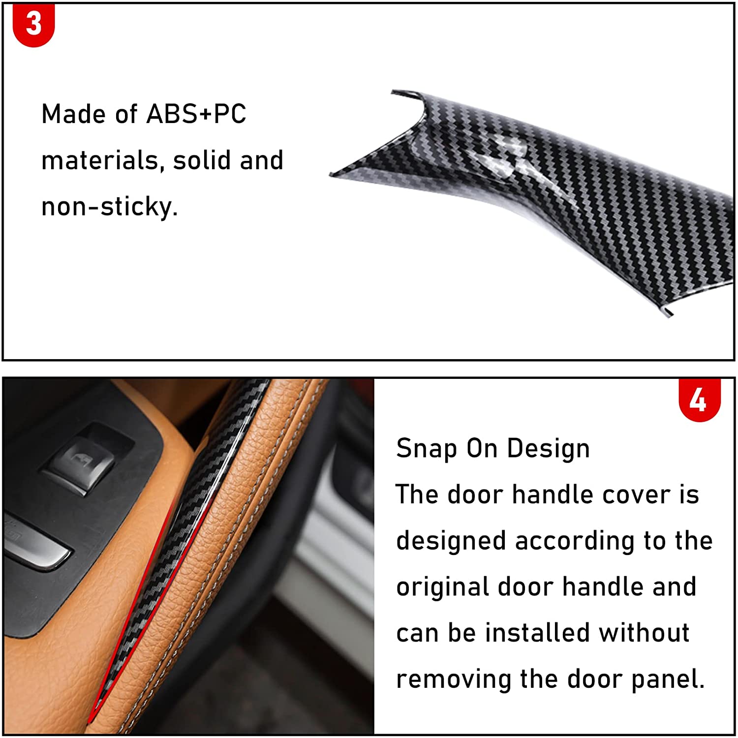 For BMW 5 Series Car Door Handle-G30/G31/F90-Carbon Fiber 2PCS | YDSSTOREle Covers  Replacing Genuine Car Door Handle Compatible with BMW 5 Series G30/G31/F90 M5--518d. 520d. 520dX. 520i. 525d. 530d.  530dX. 530e. 530eX. 530i. 530iX. 540dX. 540i. 540iX. M-autoydsstore