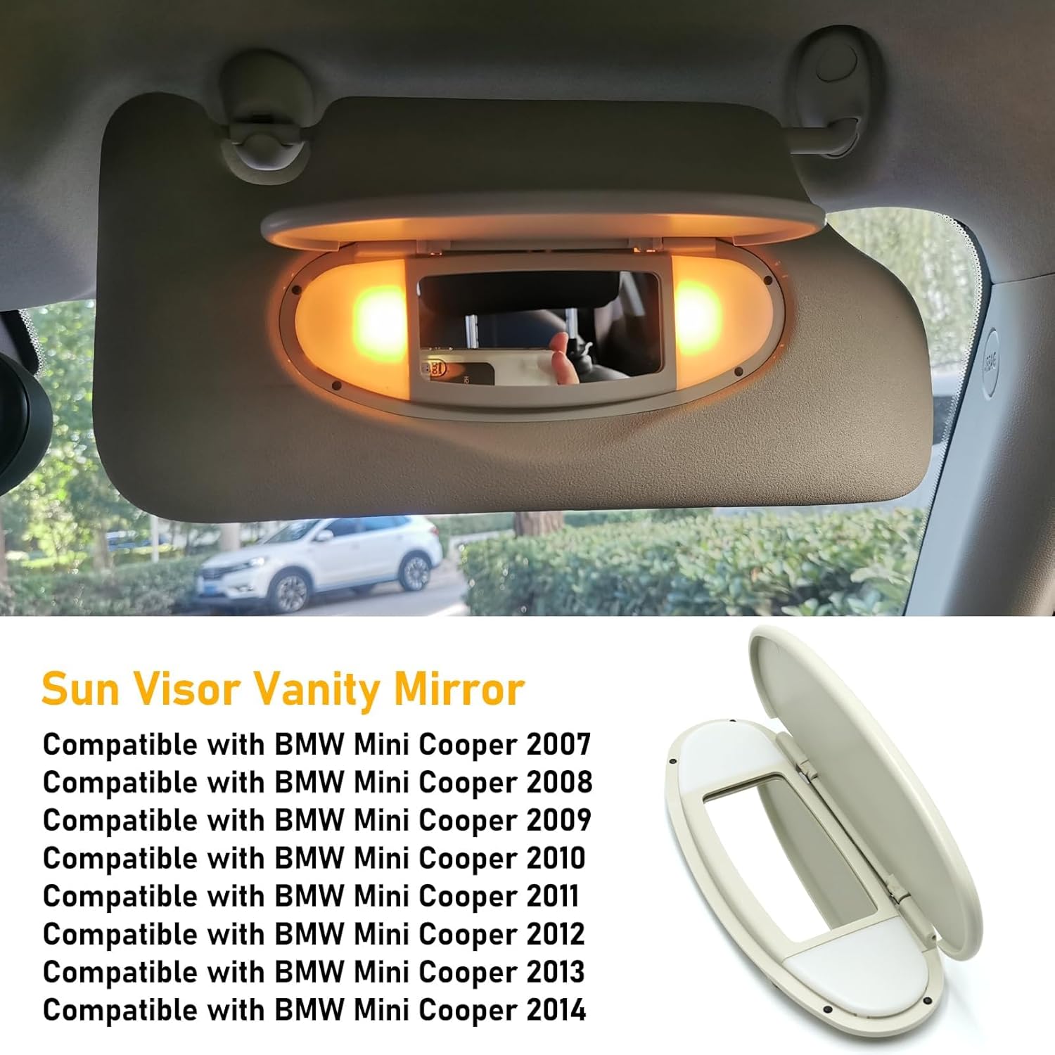 2007-2014 Mini Cooper Sun Visor Vanity Mirror Cover - Beige | R55/56/60 Replacement | YDSSTORE