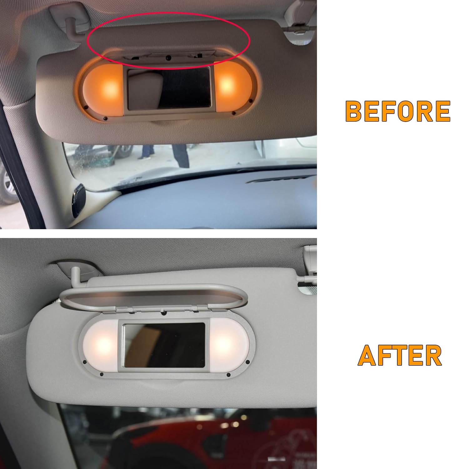 For Gray Mini Cooper Sun Visor Vanity Mirror Cover | Front Illuminated Replacement| YDSSTORE