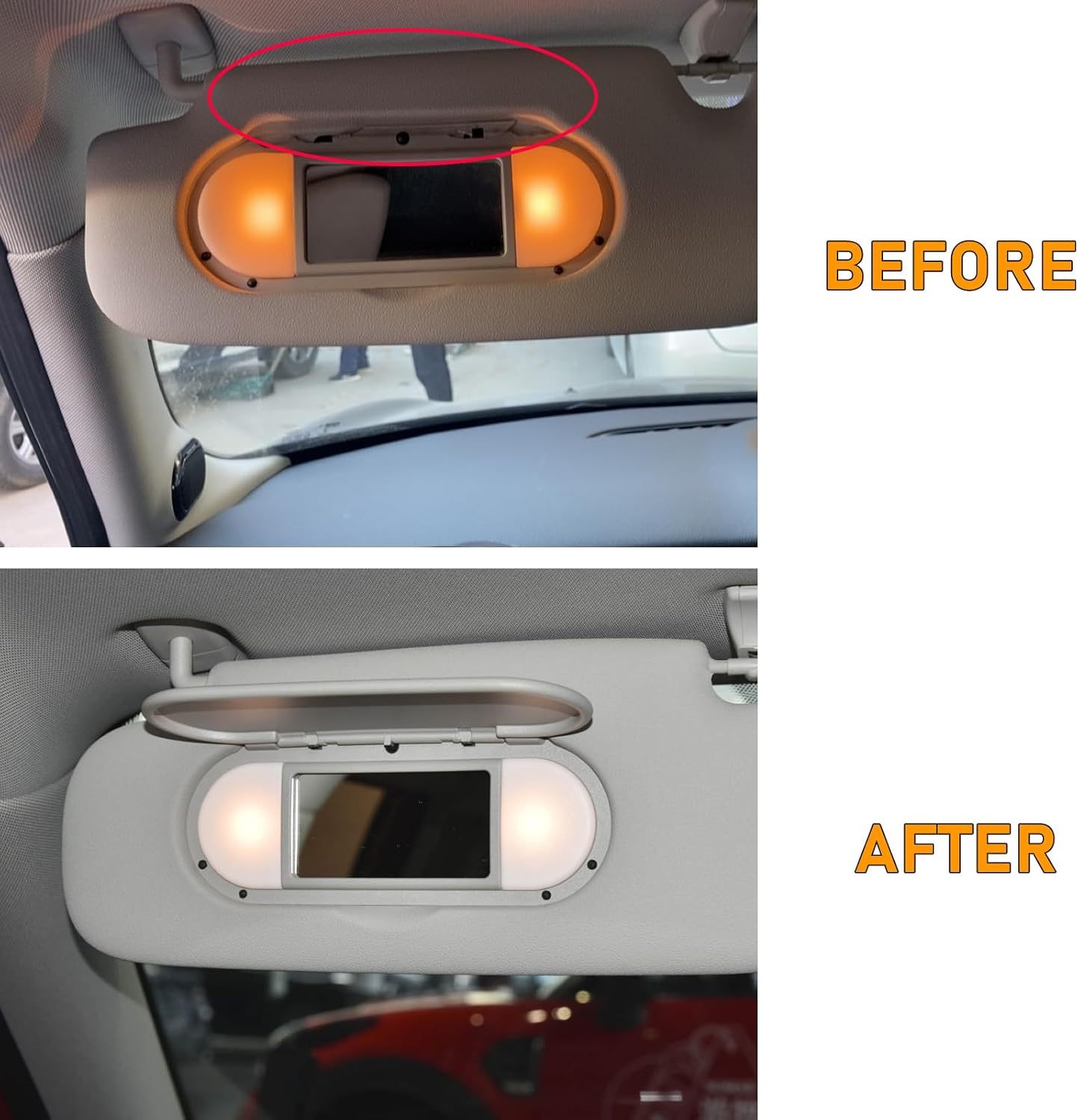 For Gray Mini Cooper Sun Visor Vanity Mirror Cover | Front Illuminated Replacement| YDSSTORE