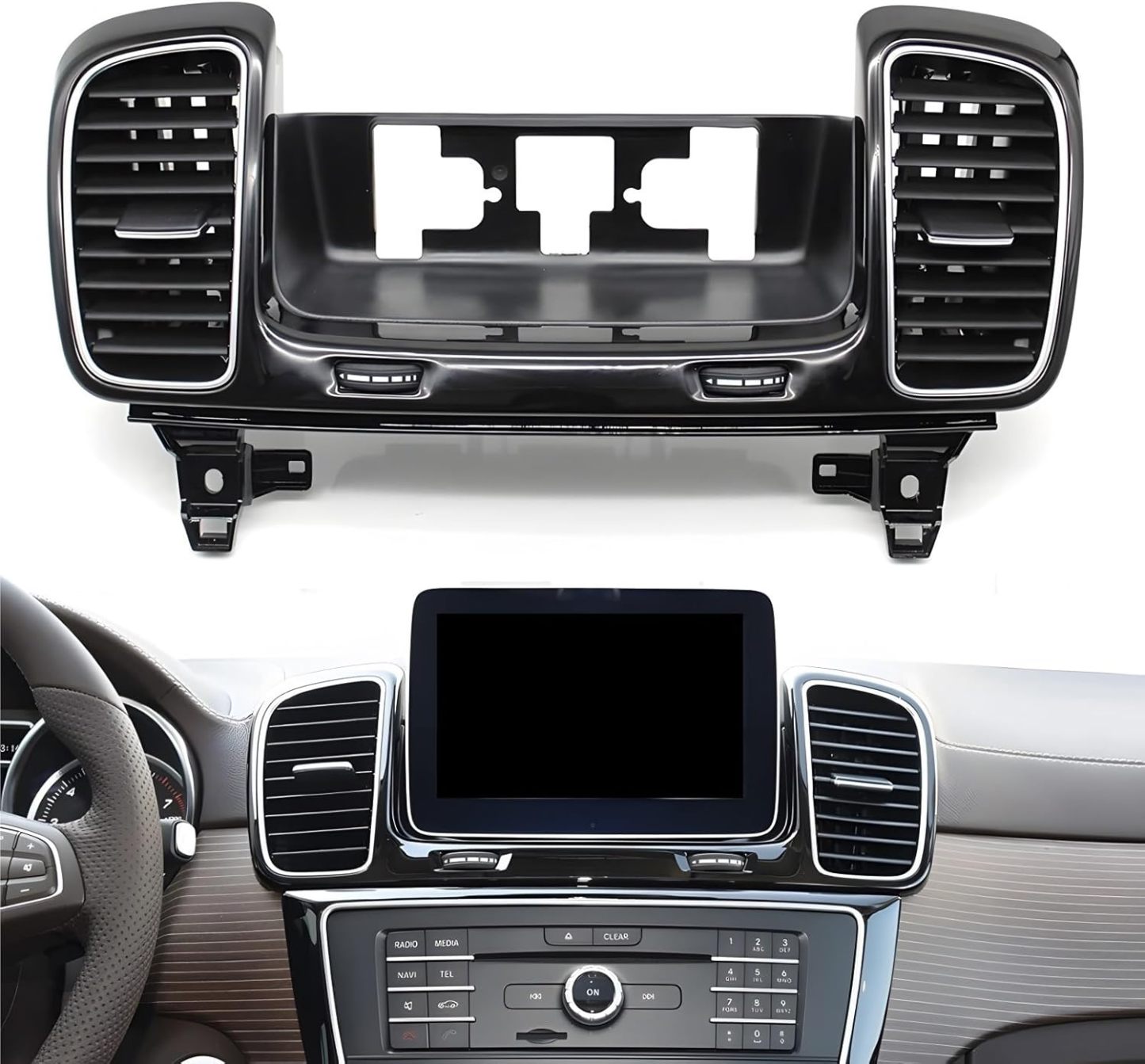 Car Dashboard Central Conditioner Air Vent Grille Complete Assembly. Compatible For Benz GLE GLS Class W166 W292 2016-2019