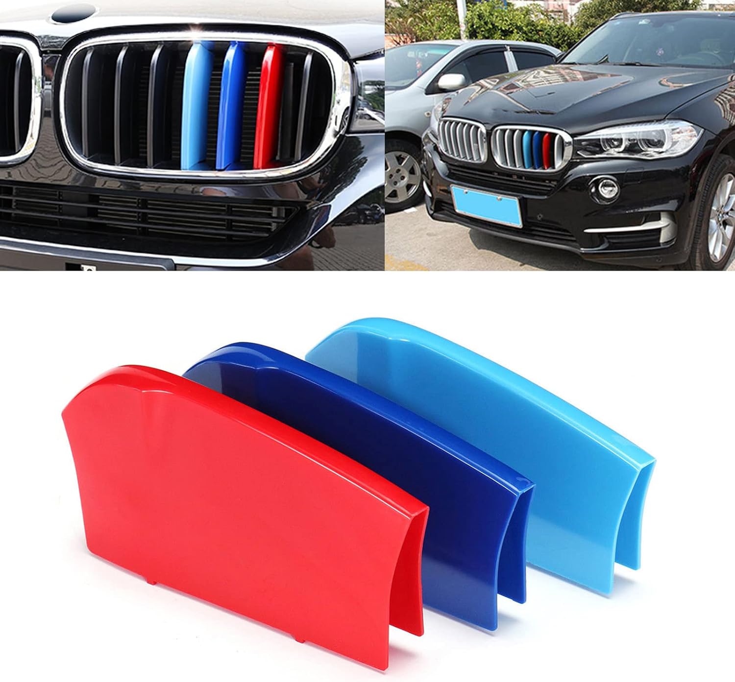 YDSSTORE  M-Colored Tri Grille Insert Trim Strips for BMW X6 F16 (2017+) | Compatible with 7-Beam Front Grilles | Easy Clip-on Installation-autoydsstore